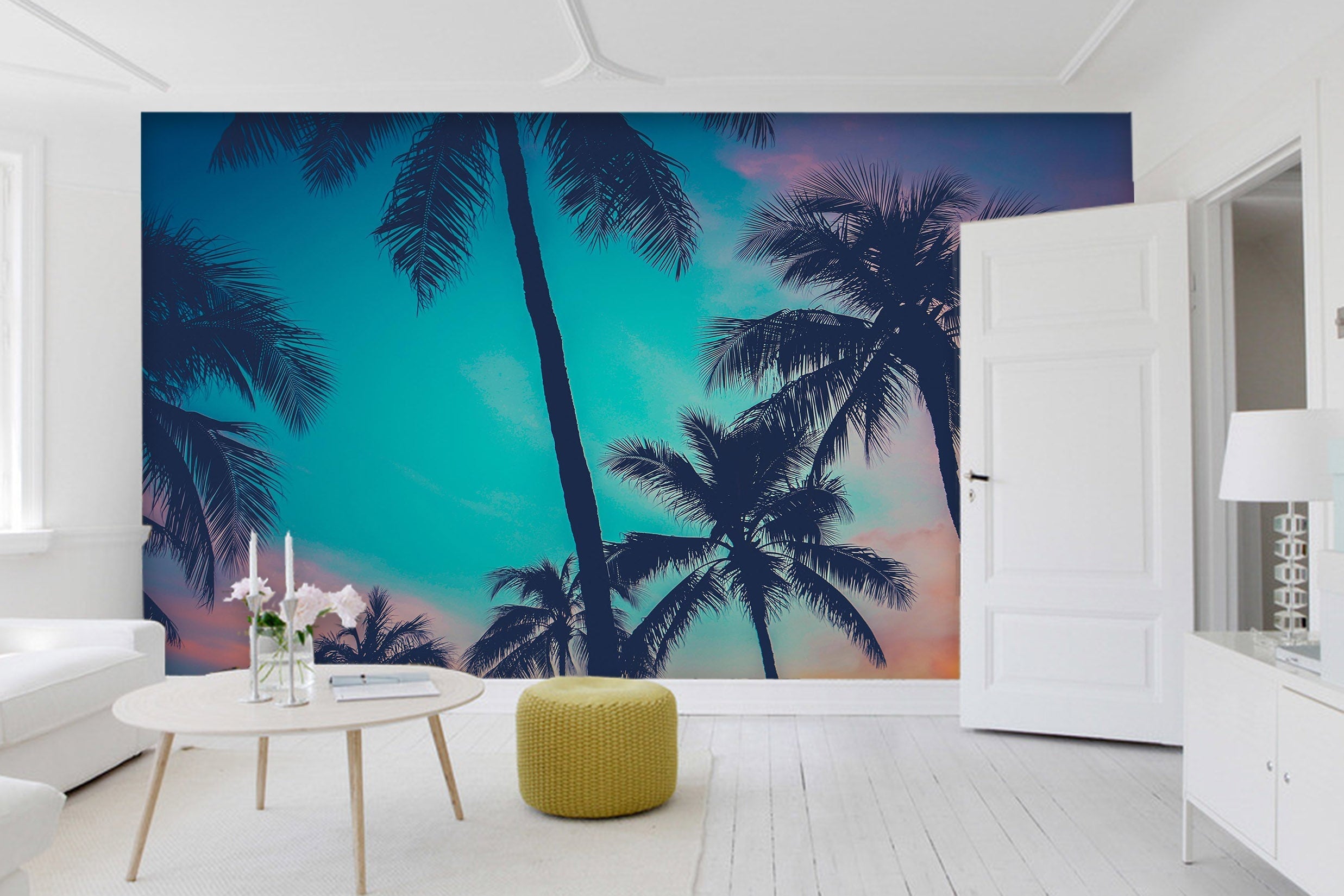 3D Dusk Coconut Tree 19 Wall Murals Wallpaper AJ Wallpaper 2 
