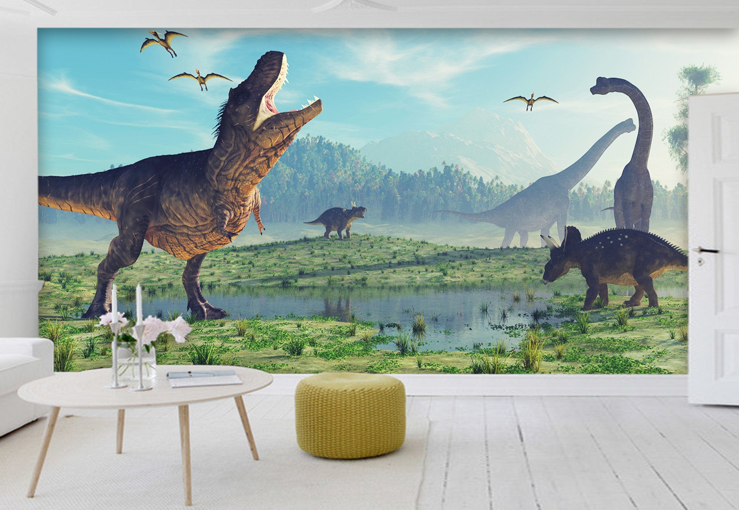 3D Dinosaur Lake Water 210 Wallpaper AJ Wallpaper 