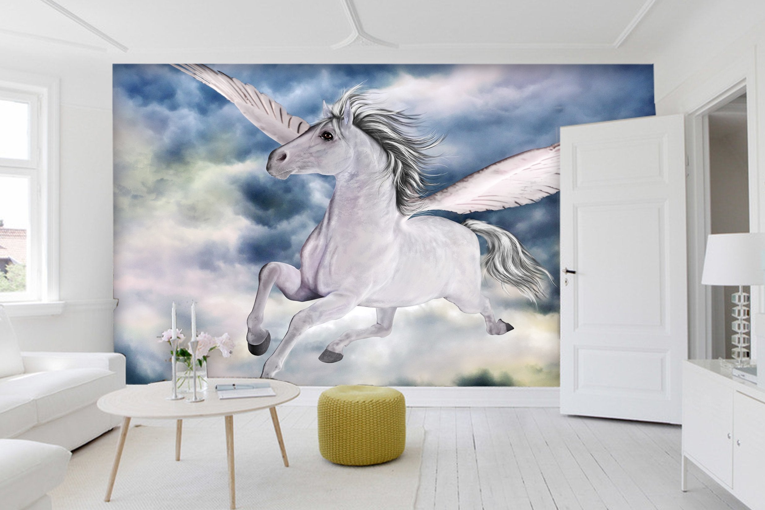 3D Cloud Flying Horse 134 Wallpaper AJ Wallpaper 