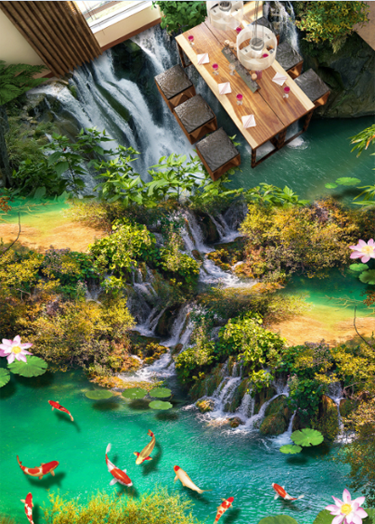 3D Waterfalls Floor Mural Wallpaper AJ Wallpaper 2 