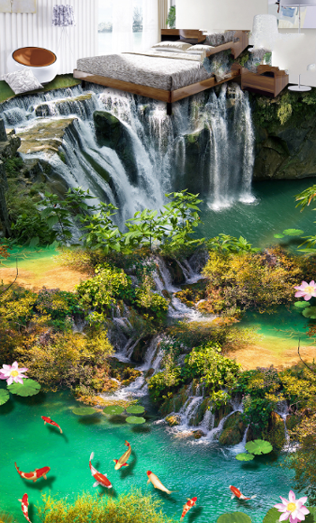 3D Waterfalls Floor Mural Wallpaper AJ Wallpaper 2 