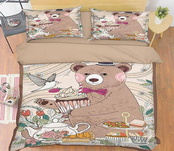 3D Brown Bear 043 Bed Pillowcases Quilt Wallpaper AJ Wallpaper 