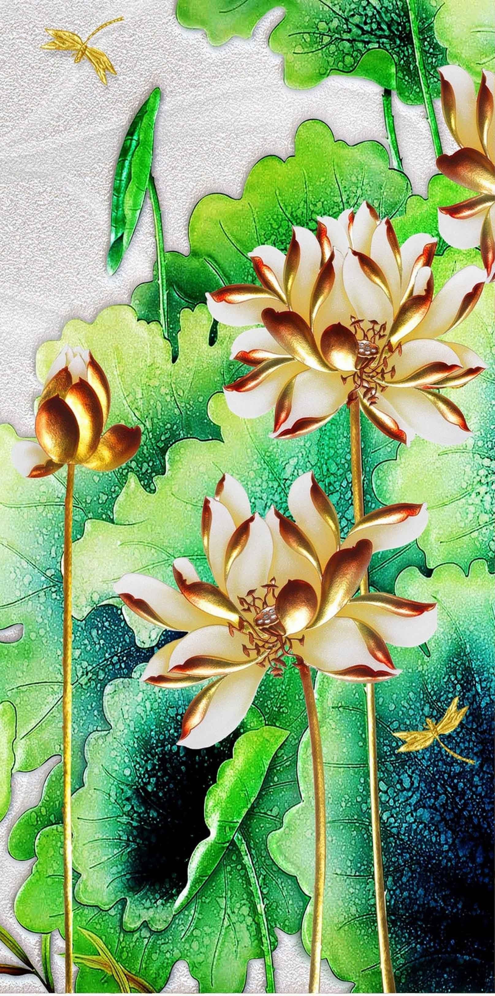 3D Lotus Flowers 1542 Stair Risers Wallpaper AJ Wallpaper 
