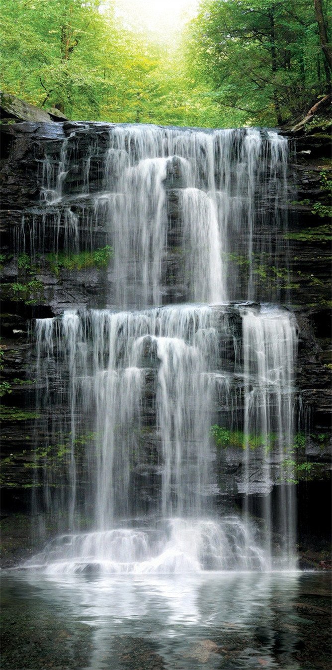 3D Forest Rocks Waterfall 698 Stair Risers Wallpaper AJ Wallpaper 