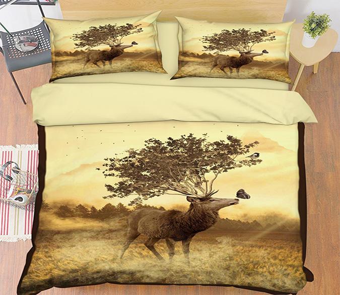 3D Deer Tree 129 Bed Pillowcases Quilt Wallpaper AJ Wallpaper 