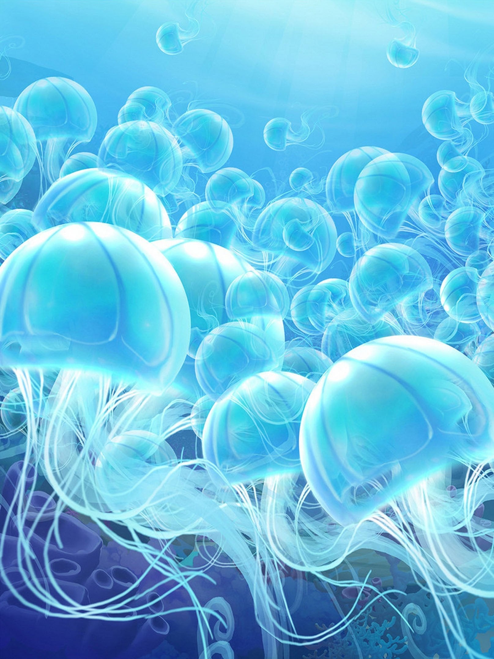 3D Flying Jellyfishes 1432 Stair Risers Wallpaper AJ Wallpaper 