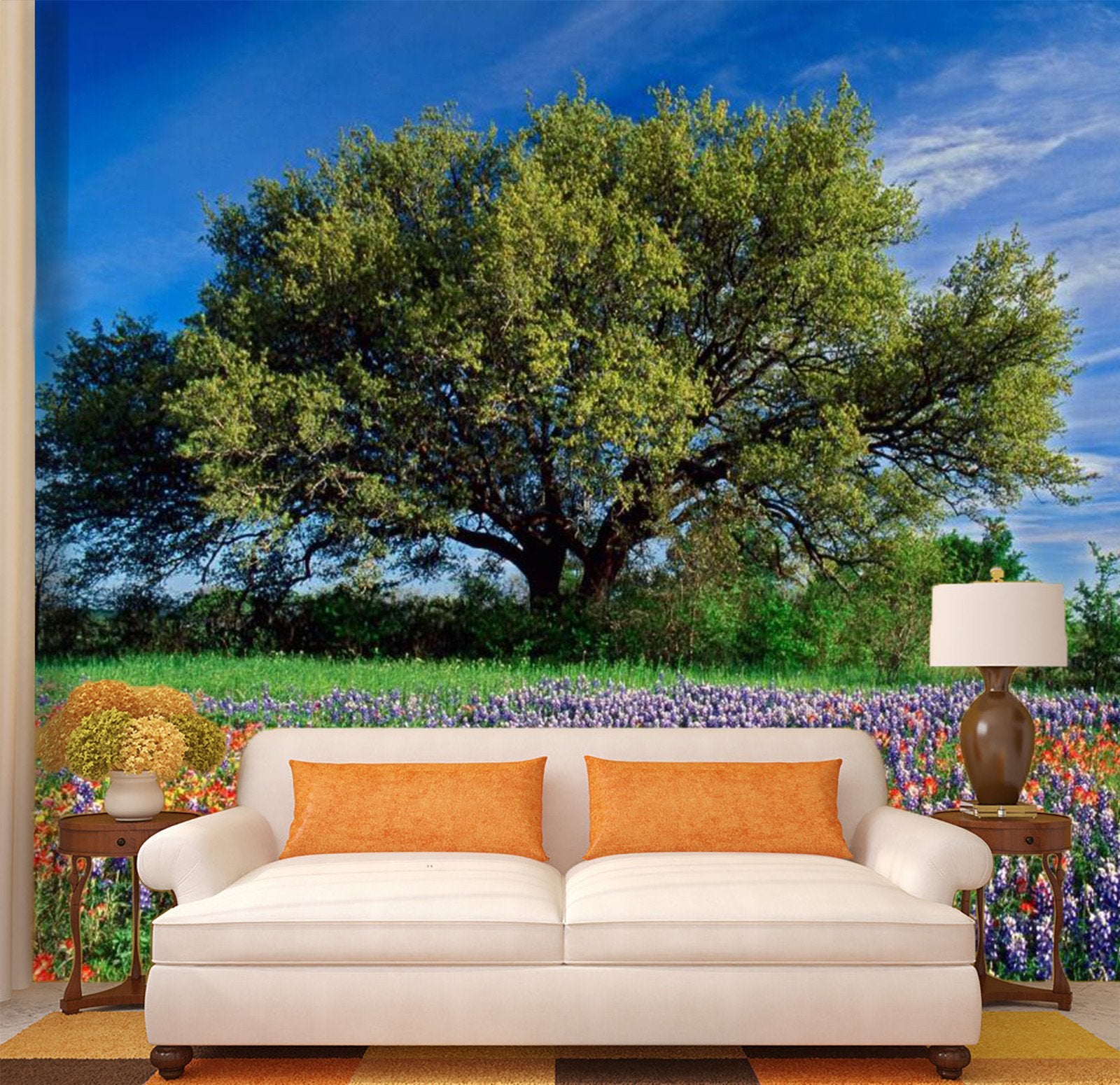 Big Green Tree With Lavender 3 Wallpaper AJ Wallpaper 1 