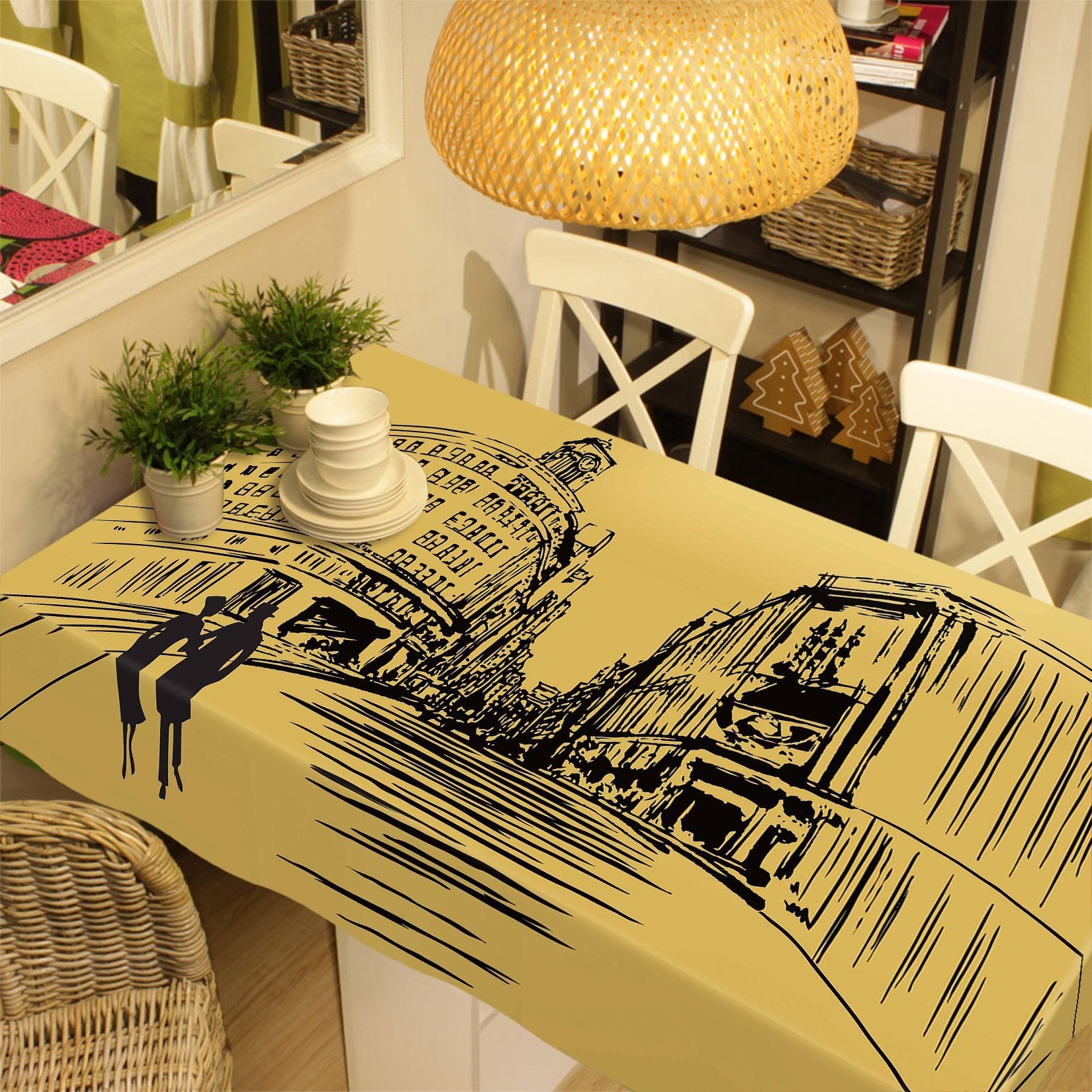 3D Hand Painted City 207 Tablecloths Wallpaper AJ Wallpaper 