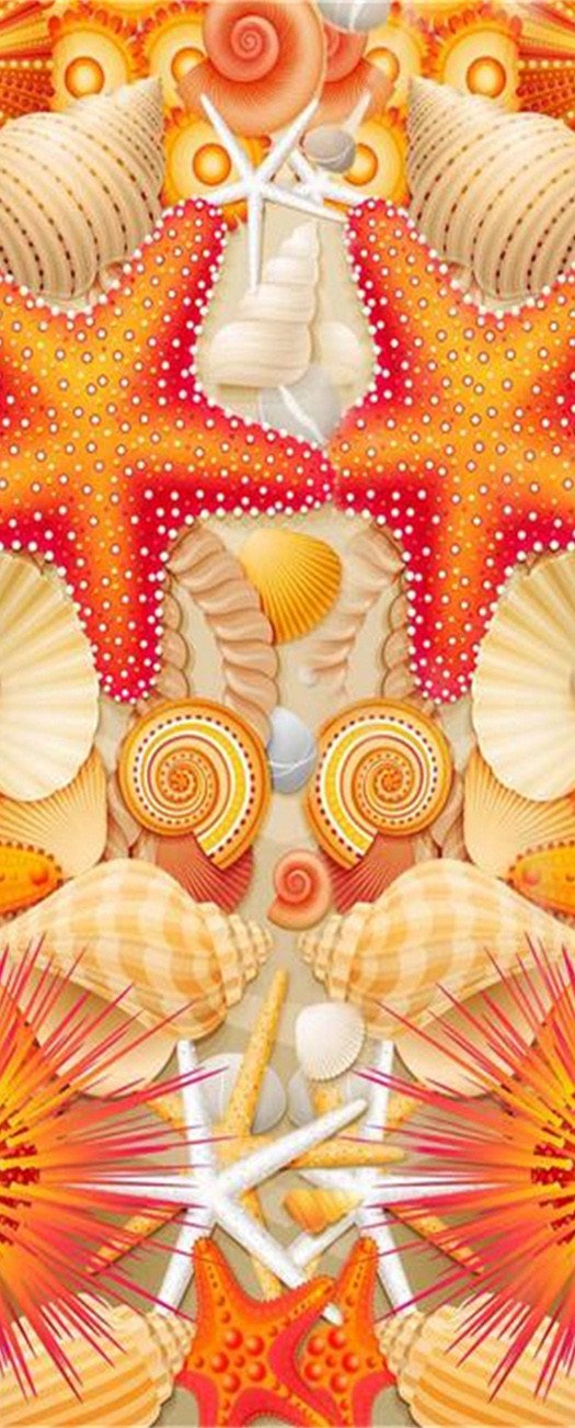 3D orange starfish oil painting door mural Wallpaper AJ Wallpaper 