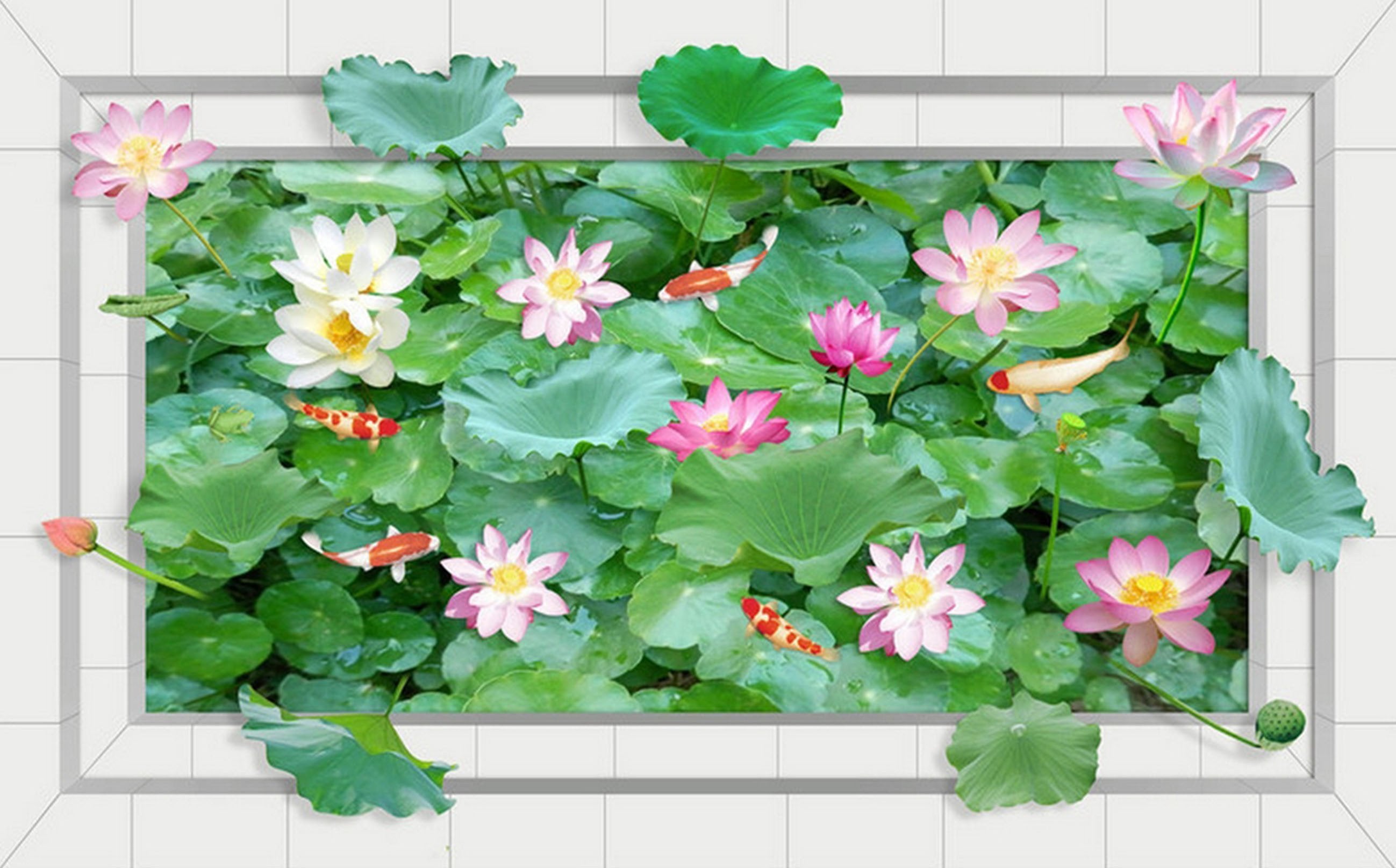 3D Lush Lotus Pond 142 Kitchen Mat Floor Mural Wallpaper AJ Wallpaper 