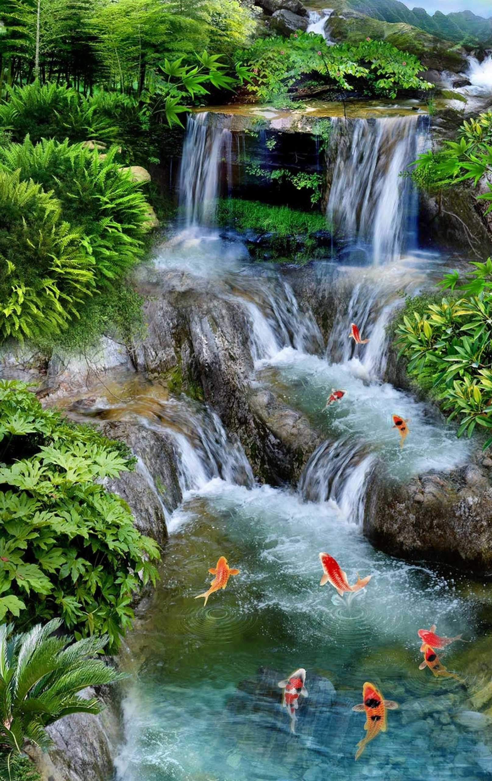 3D Creek Jumping Carps 1421 Stair Risers Wallpaper AJ Wallpaper 