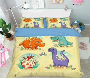 3D Dinosaur Cartoon 051 Bed Pillowcases Quilt Wallpaper AJ Wallpaper 