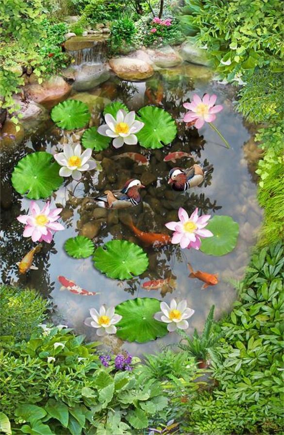 3D Lovely Fish Pond 75 Stair Risers Wallpaper AJ Wallpaper 