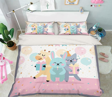 3D Animal Party 056 Bed Pillowcases Quilt Wallpaper AJ Wallpaper 