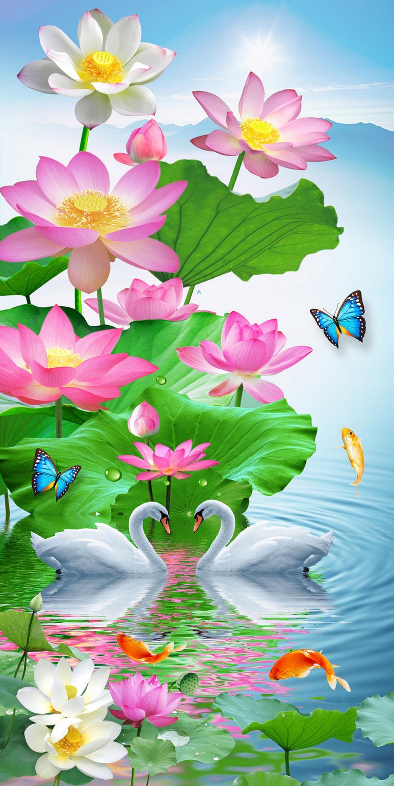3D Charming Lotus Flowers 1422 Stair Risers Wallpaper AJ Wallpaper 
