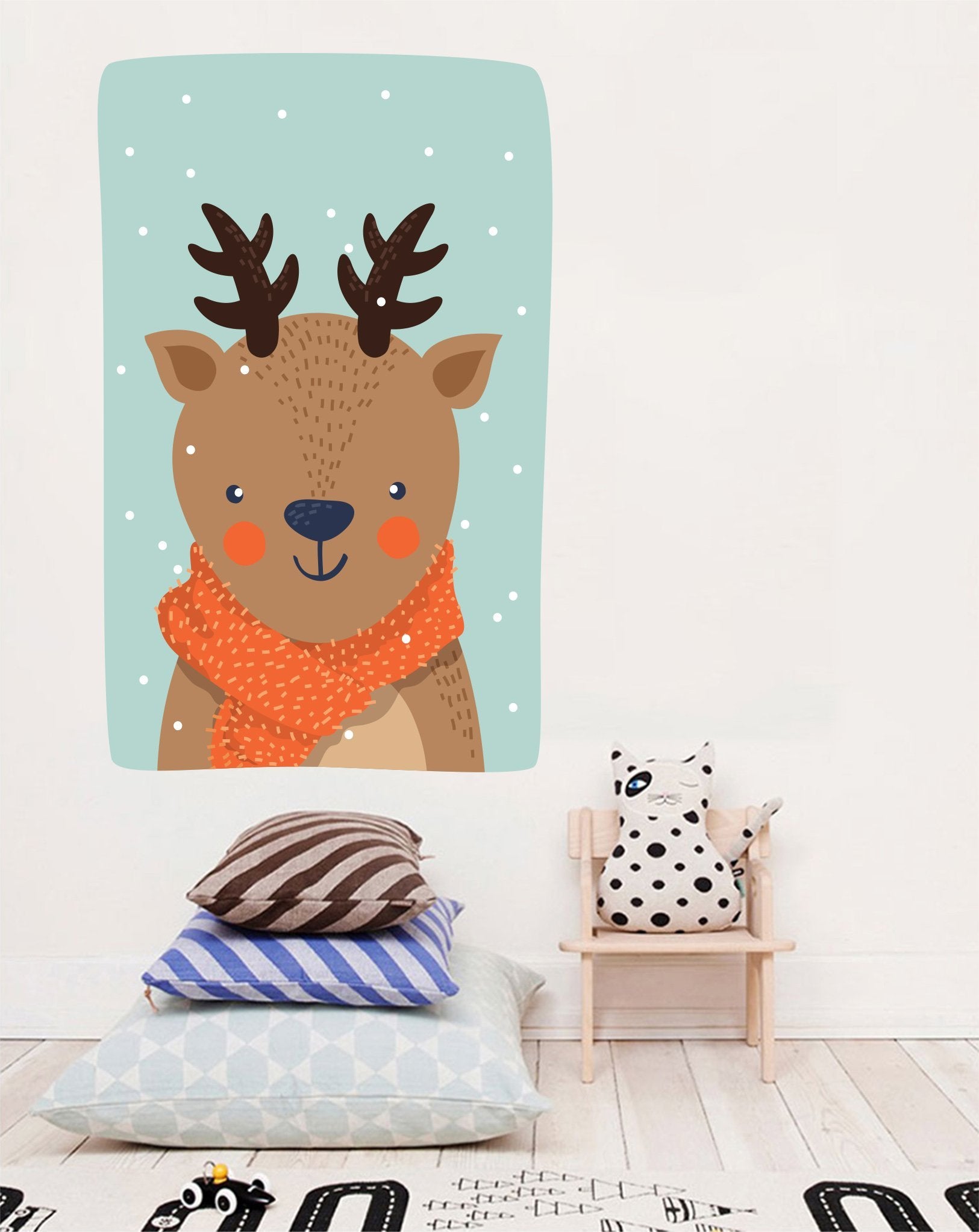 3D Cute Deer Scarf 106 Wall Stickers Wallpaper AJ Wallpaper 