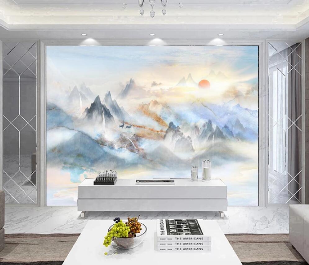 3D Wonderland Mountains Under Sunrise 1662 Wall Murals