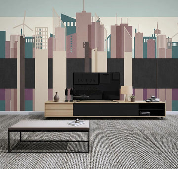 3D Morandi Colored Buildings 1649 Wall Murals