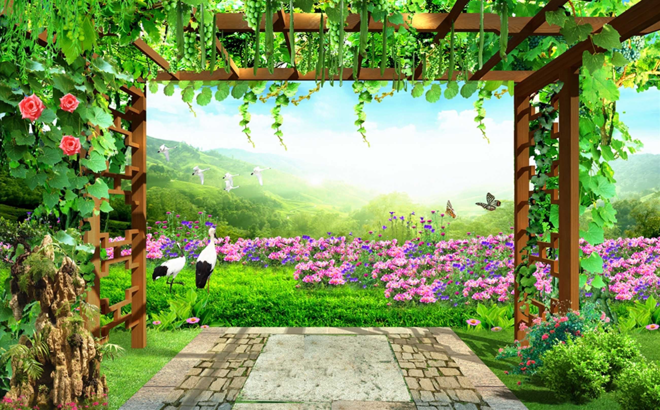 3D Charming Flowers Vines 385 Garage Door Mural Wallpaper AJ Wallpaper 