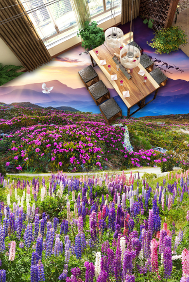 3D Wildflowers Floor Mural Wallpaper AJ Wallpaper 2 