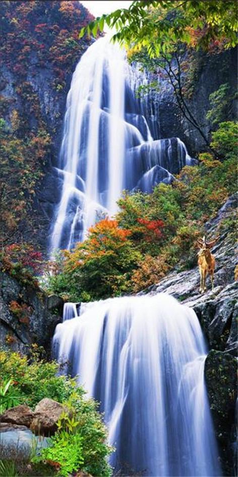 3D Mountain Waterfall 678 Stair Risers Wallpaper AJ Wallpaper 