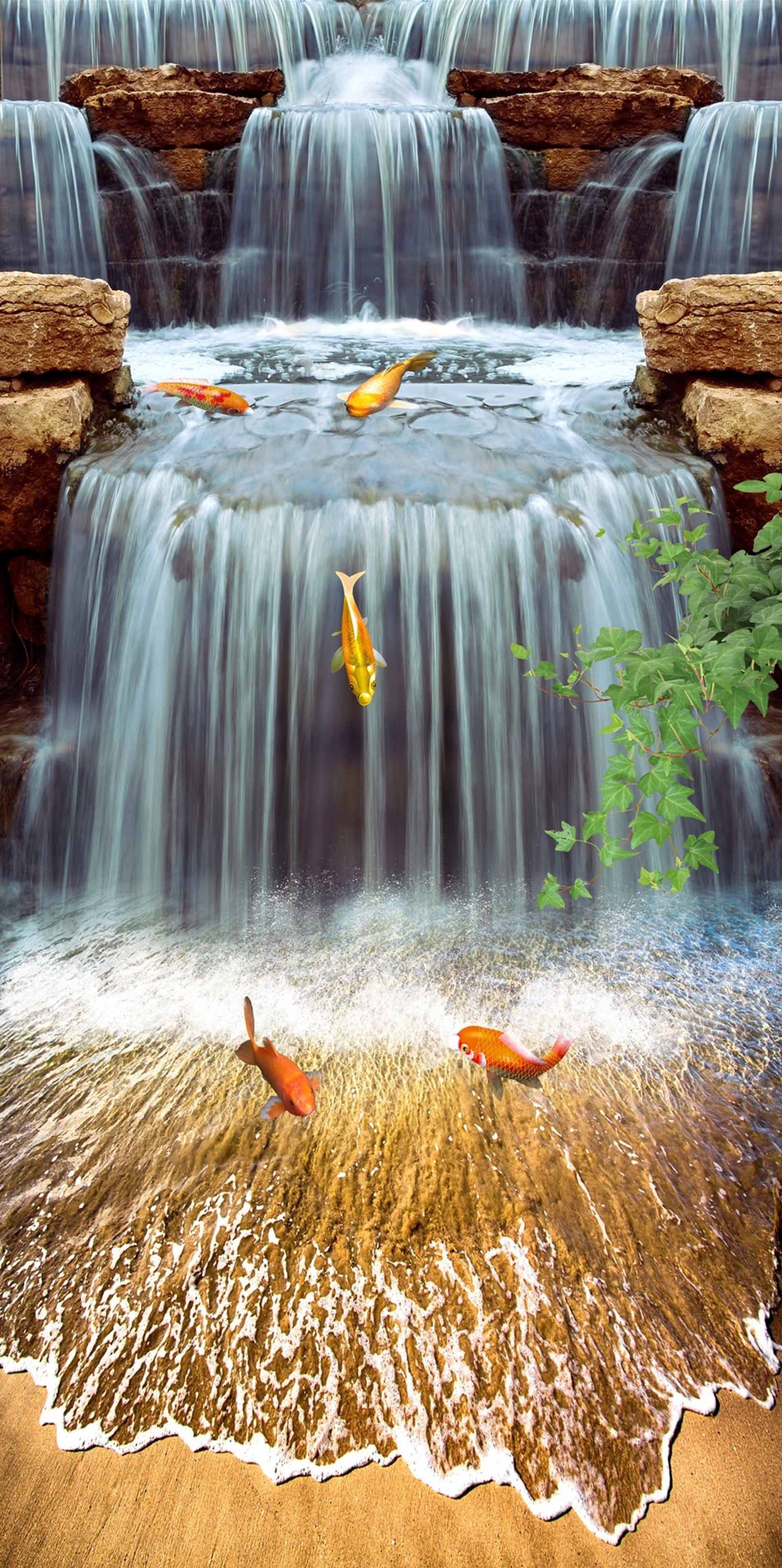 3D River Fishes 1498 Stair Risers Wallpaper AJ Wallpaper 