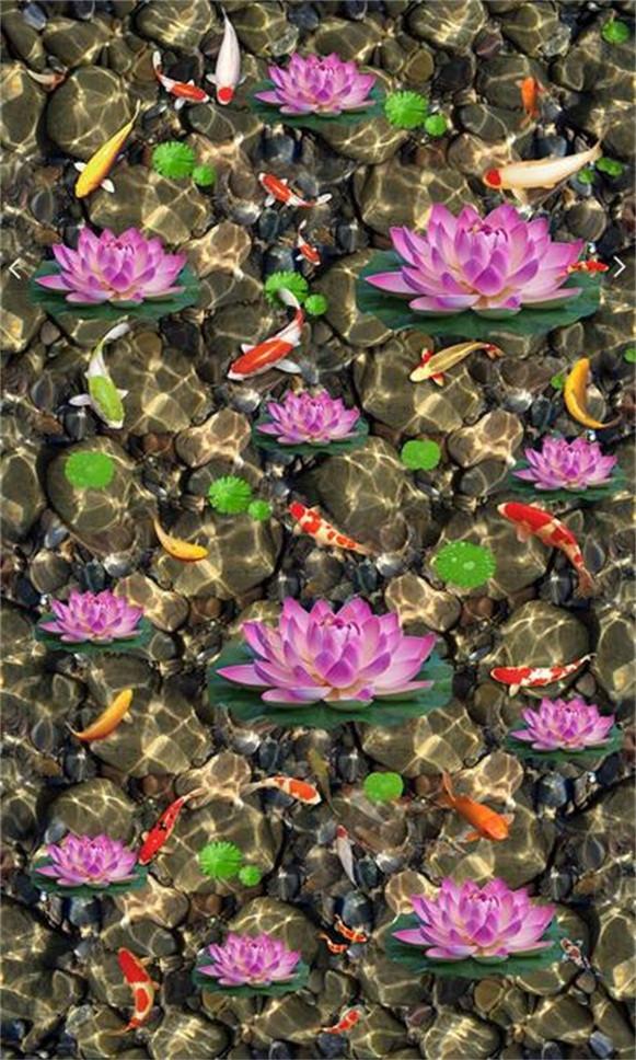 3D Fish Lake Flowers 772 Stair Risers Wallpaper AJ Wallpaper 