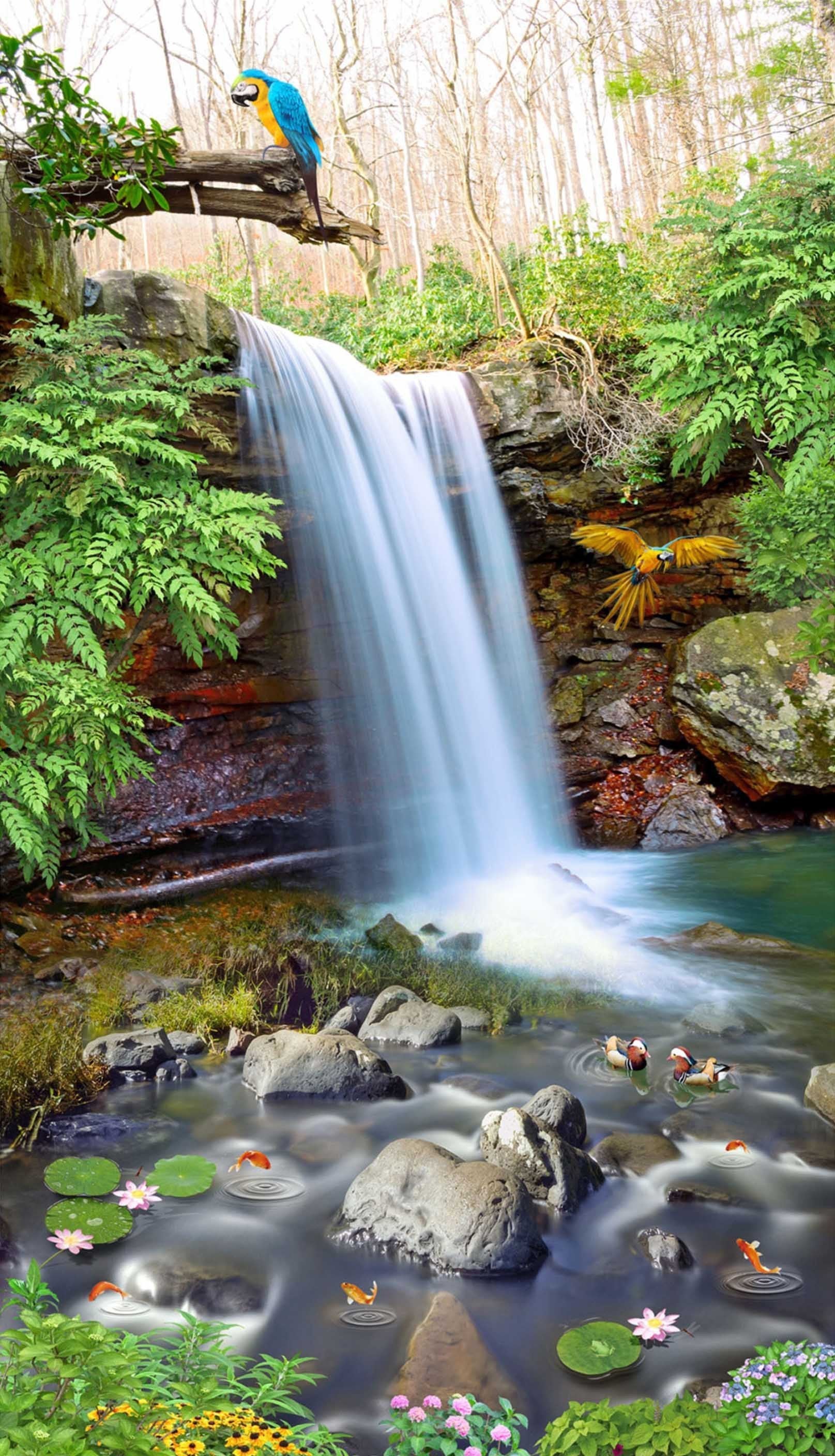 3D Charming Waterfall 1416 Stair Risers Wallpaper AJ Wallpaper 