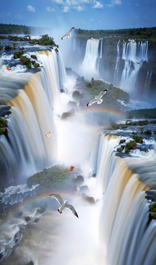 3D Beautiful Waterfalls Scenery 672 Stair Risers Wallpaper AJ Wallpaper 