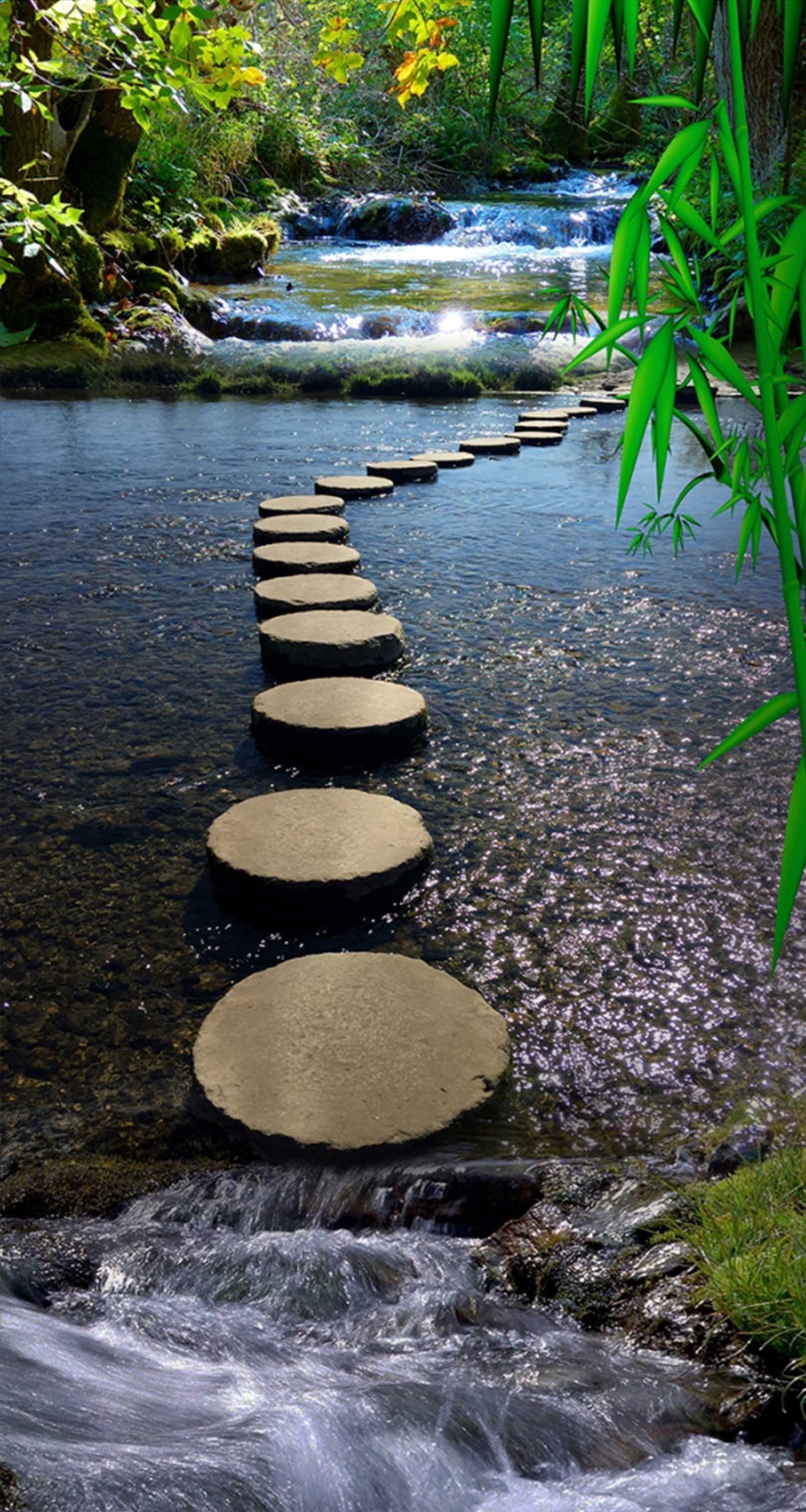 3D River Stones Road 1487 Stair Risers Wallpaper AJ Wallpaper 