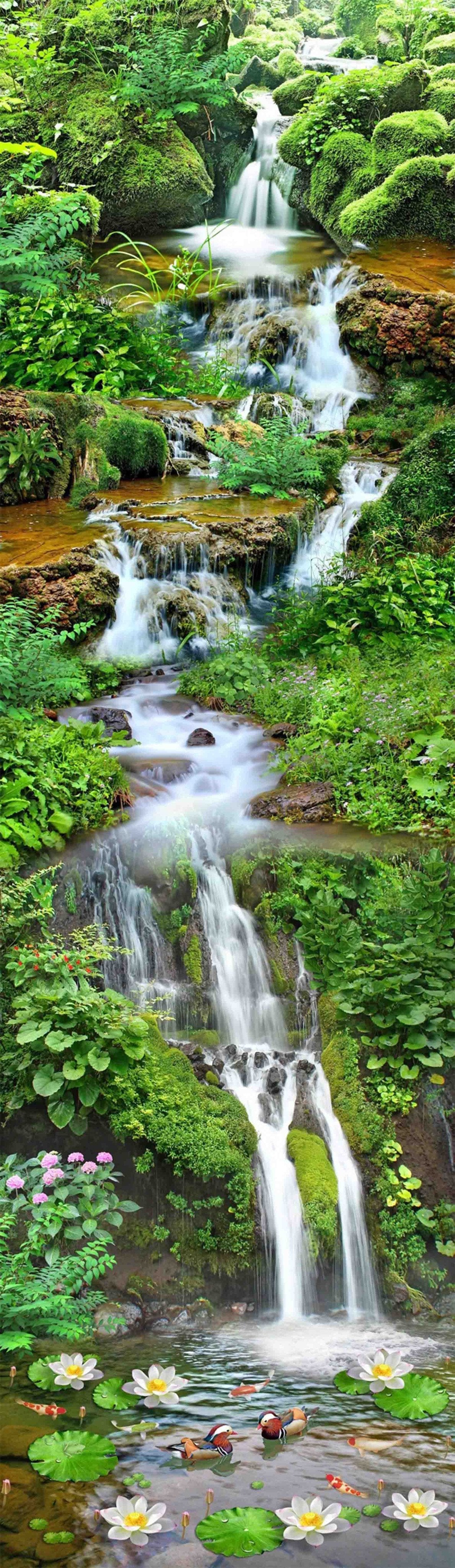 3D Meandering Stream 414 Stair Risers Wallpaper AJ Wallpaper 