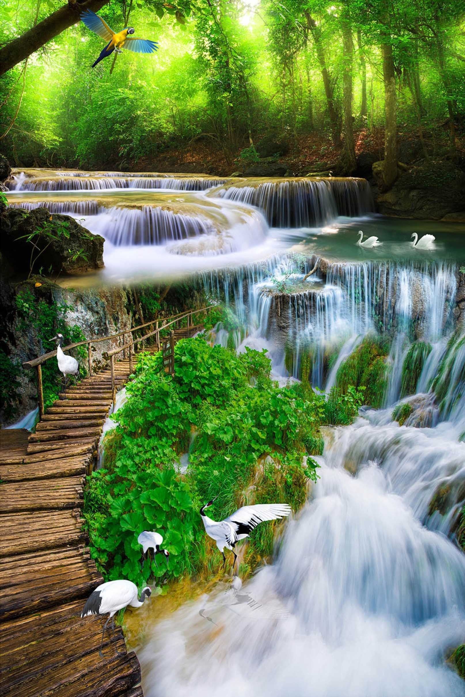 3D River Sightseeing Bridge 1359 Stair Risers Wallpaper AJ Wallpaper 