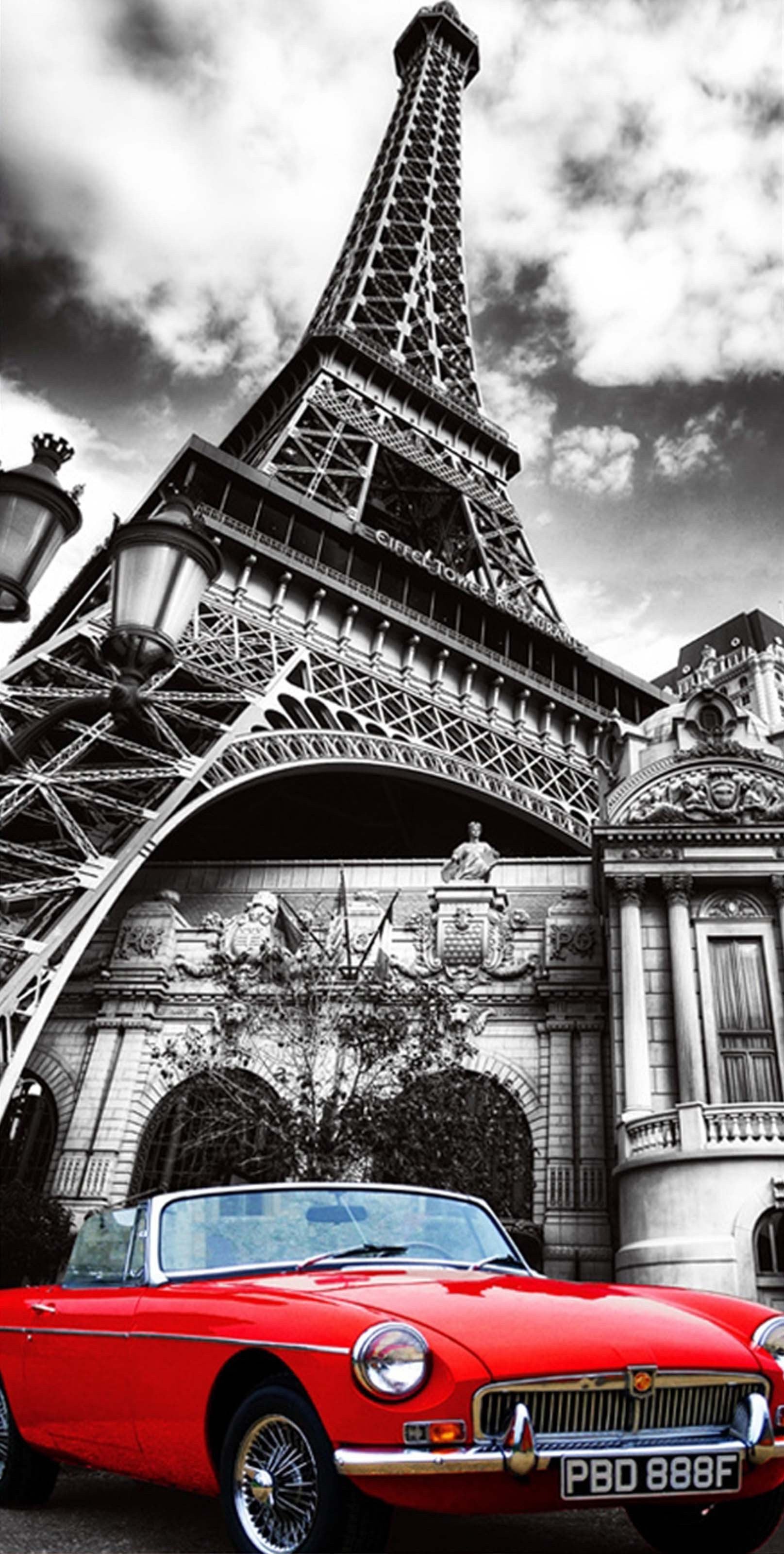 3D Eiffel Tower And Car 1494 Stair Risers Wallpaper AJ Wallpaper 