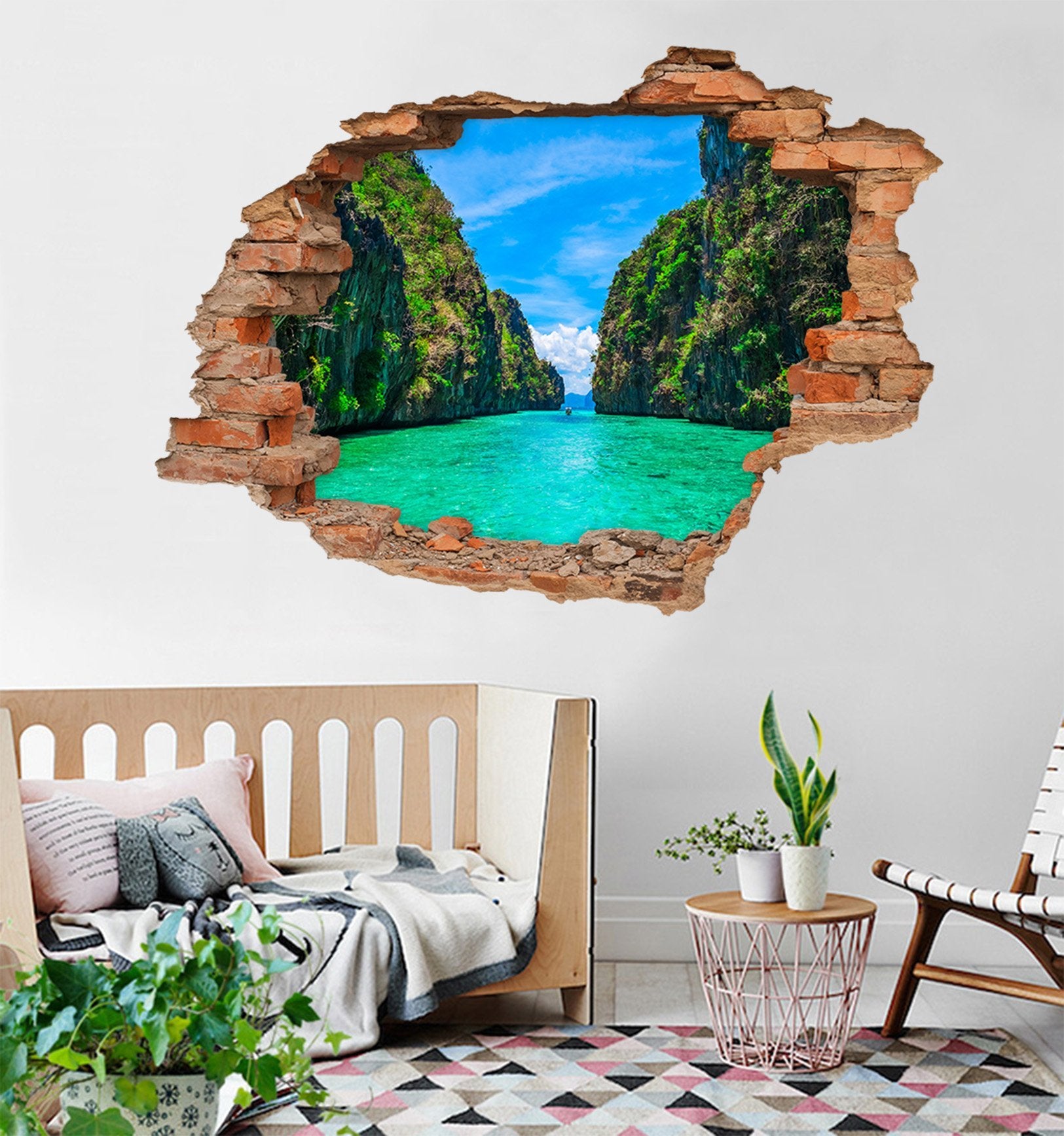 3D Mountain River Scenery 222 Broken Wall Murals Wallpaper AJ Wallpaper 