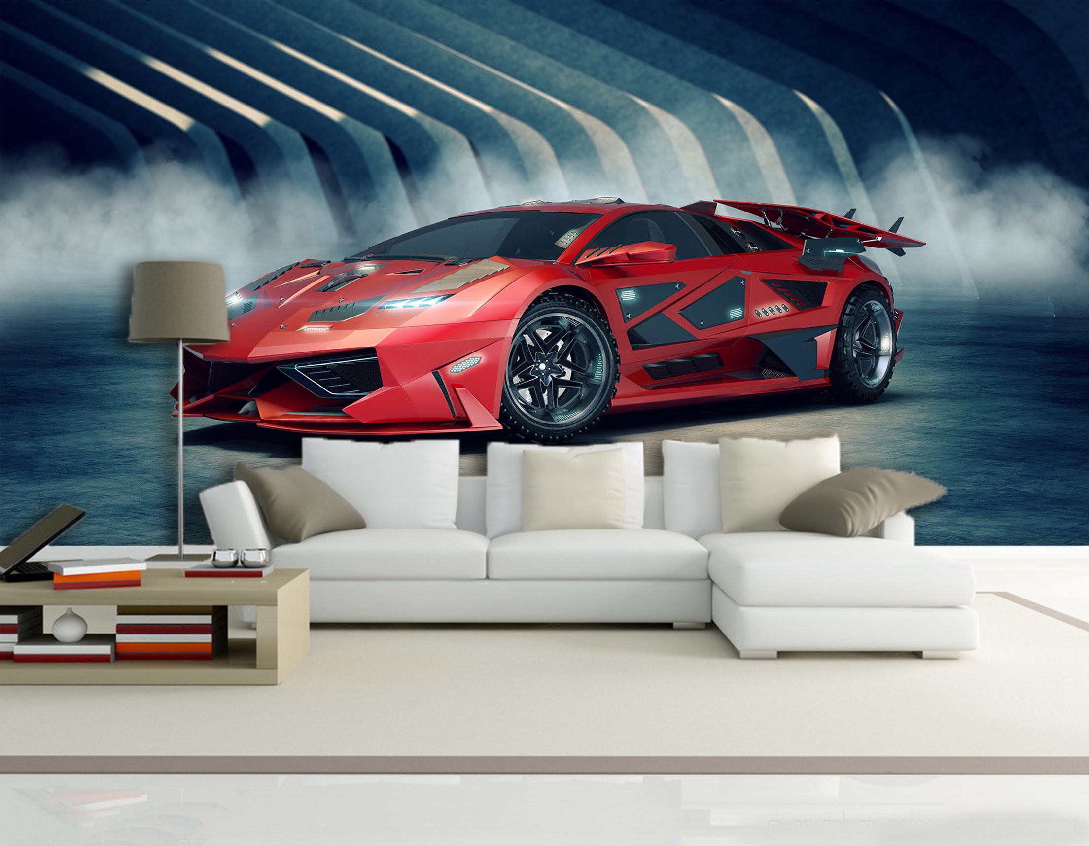 3D Red Luxury Car 349 Vehicle Wall Murals