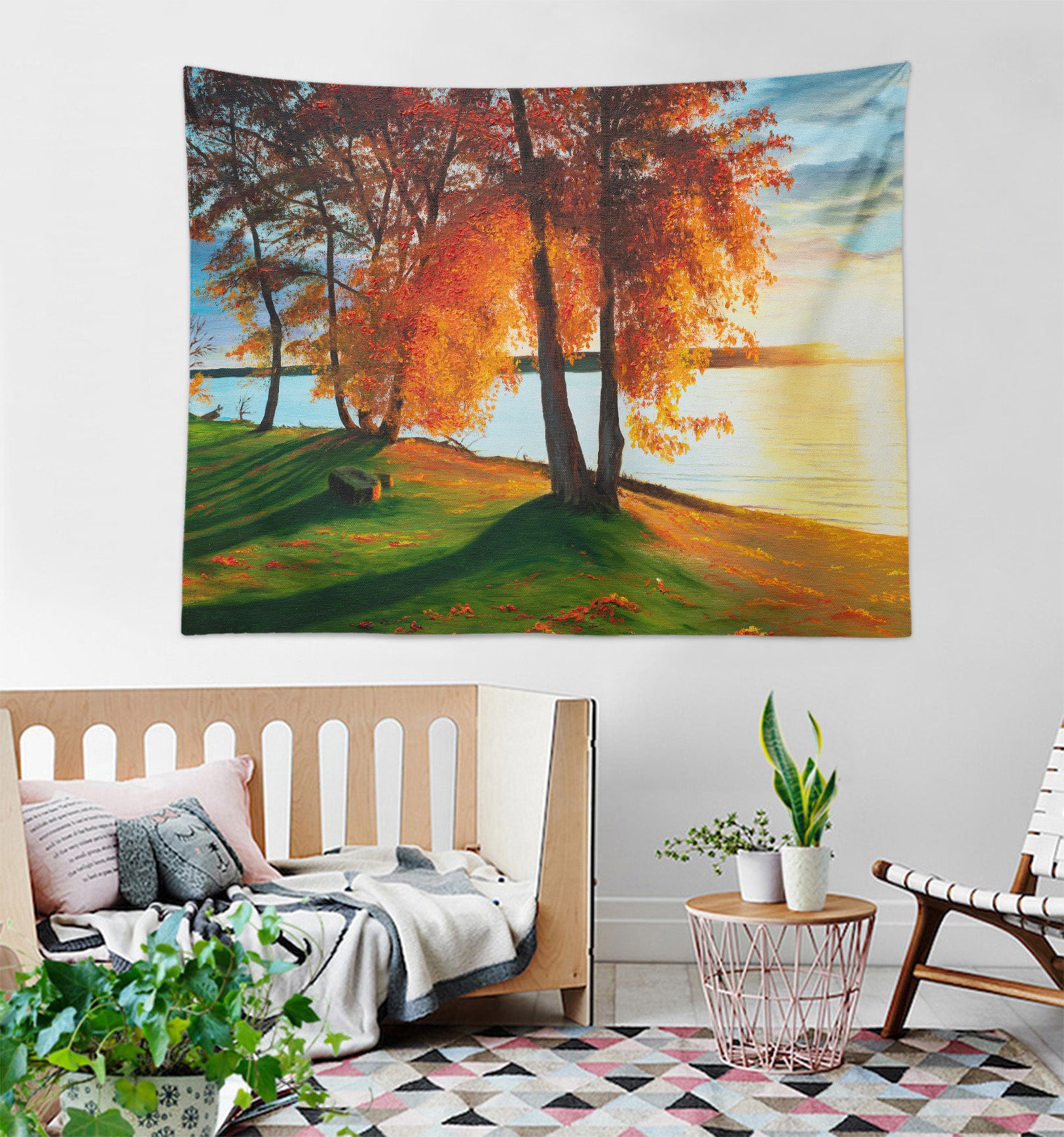 3D Autumn Tree Sunset 862 Marina Zotova Tapestry Hanging Cloth Hang