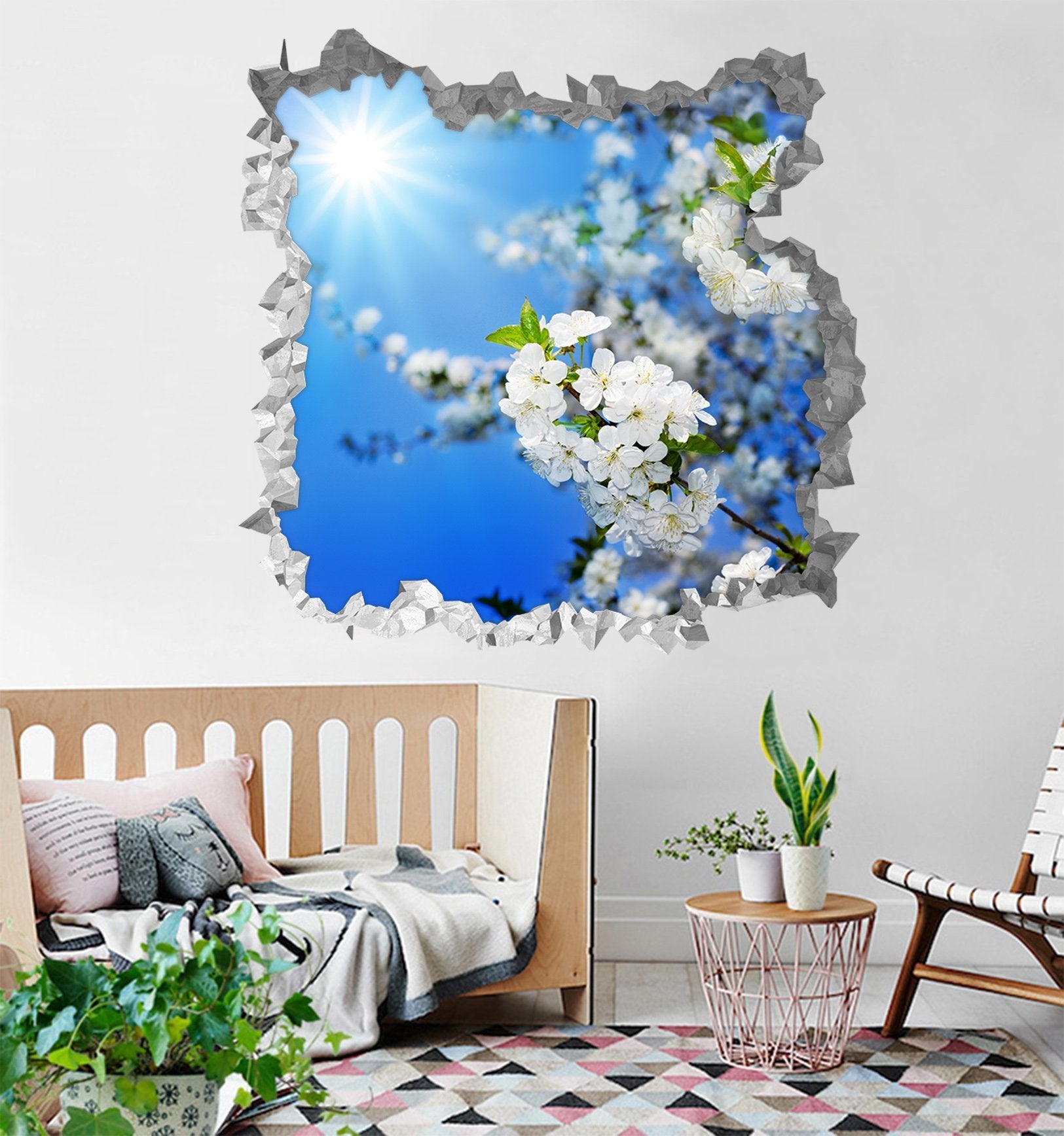3D Spring Flowers Sunshine 187 Broken Wall Murals Wallpaper AJ Wallpaper 