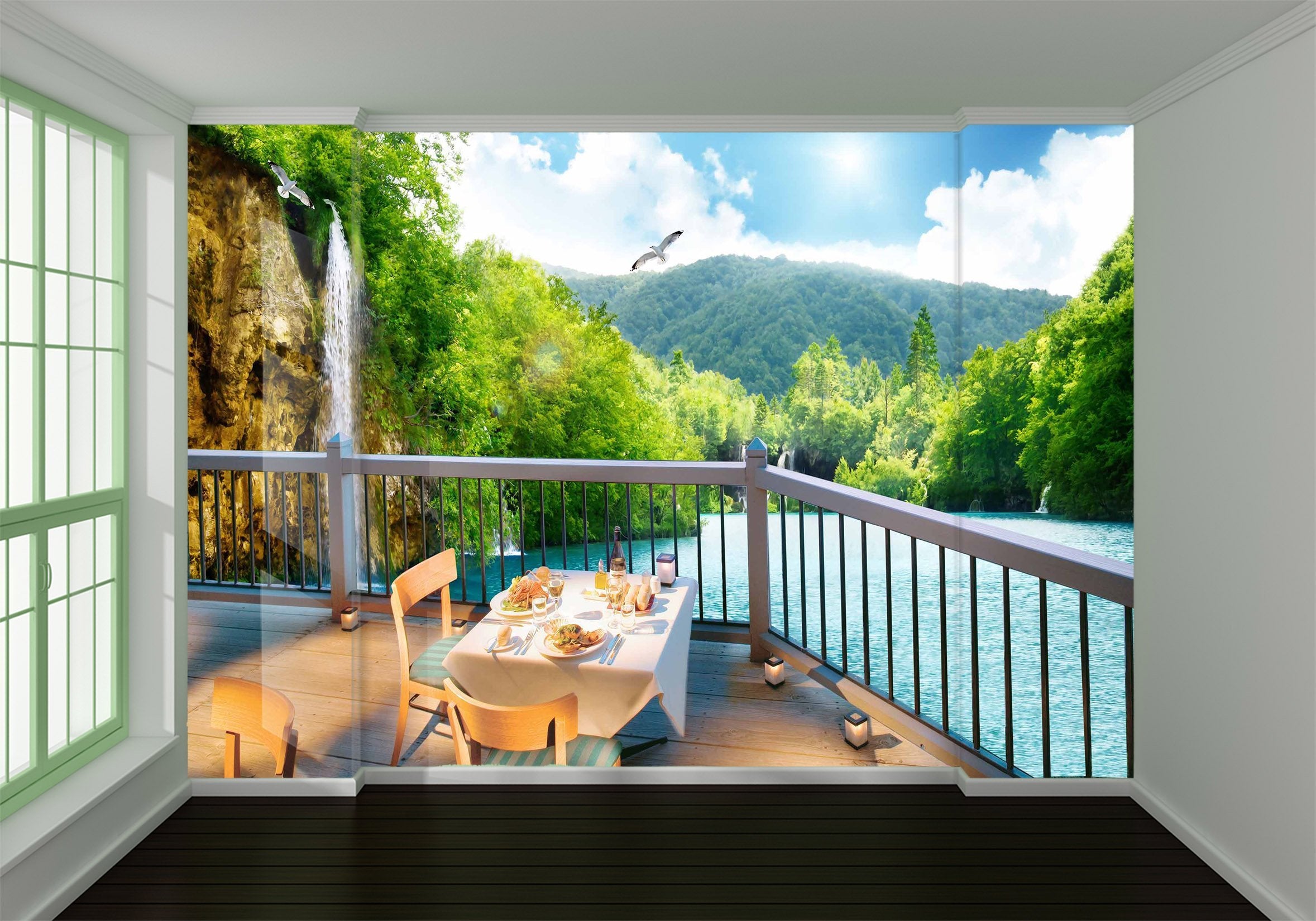 3D Balcony Woods 746 Wallpaper AJ Wallpaper 