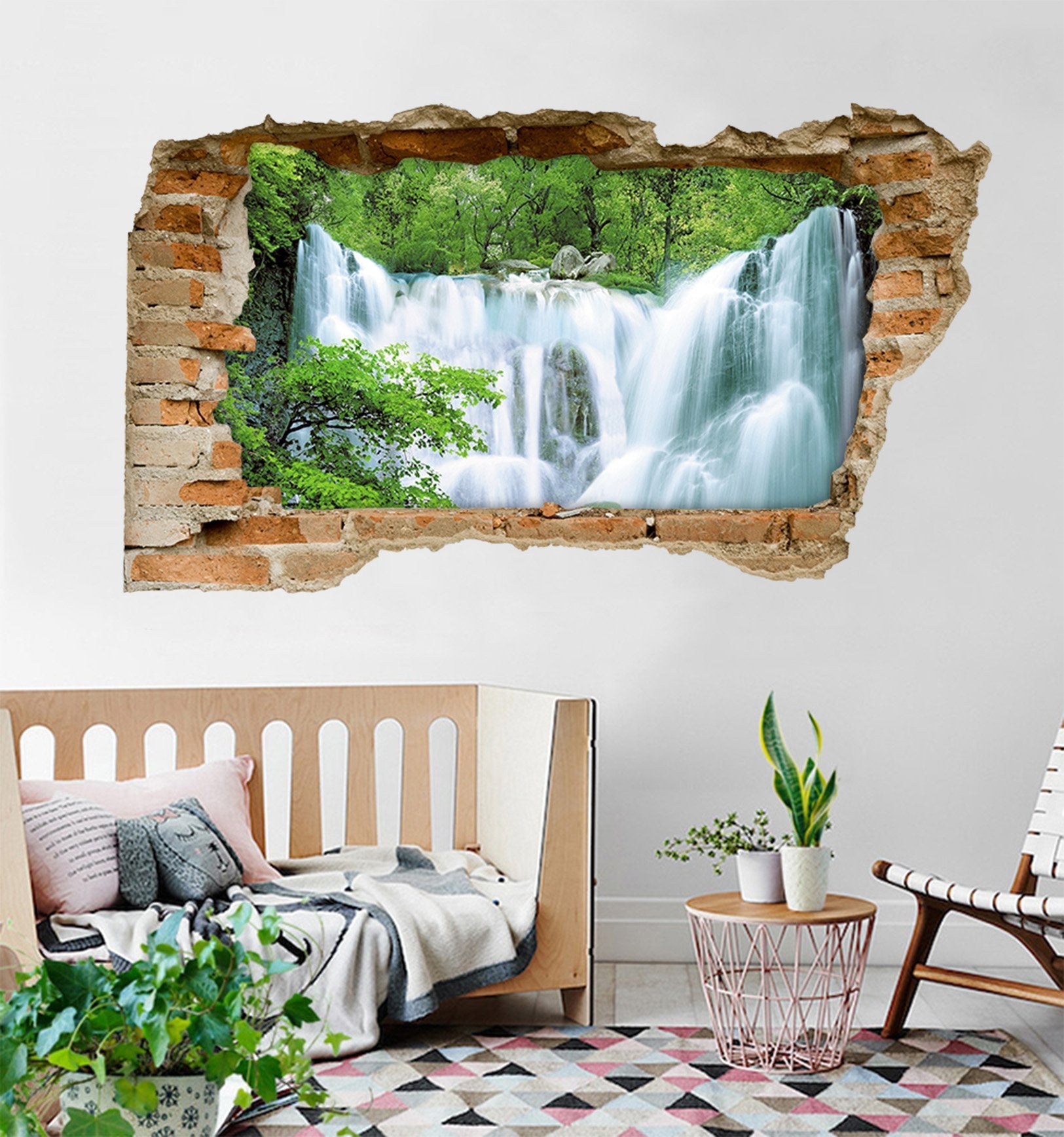 3D Forest Waterfall 125 Broken Wall Murals Wallpaper AJ Wallpaper 