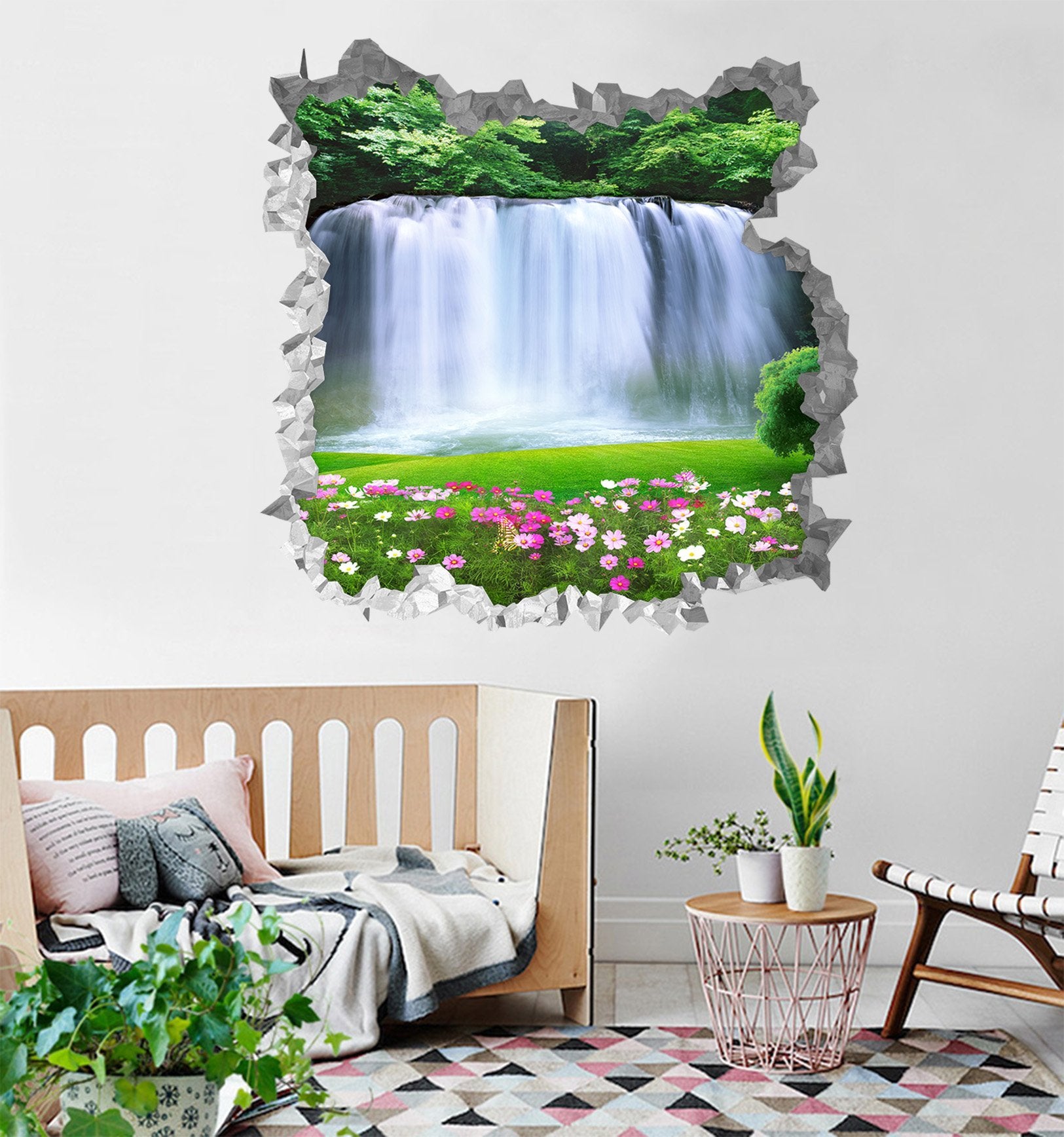 3D Grassland Waterfall 235 Broken Wall Murals Wallpaper AJ Wallpaper 
