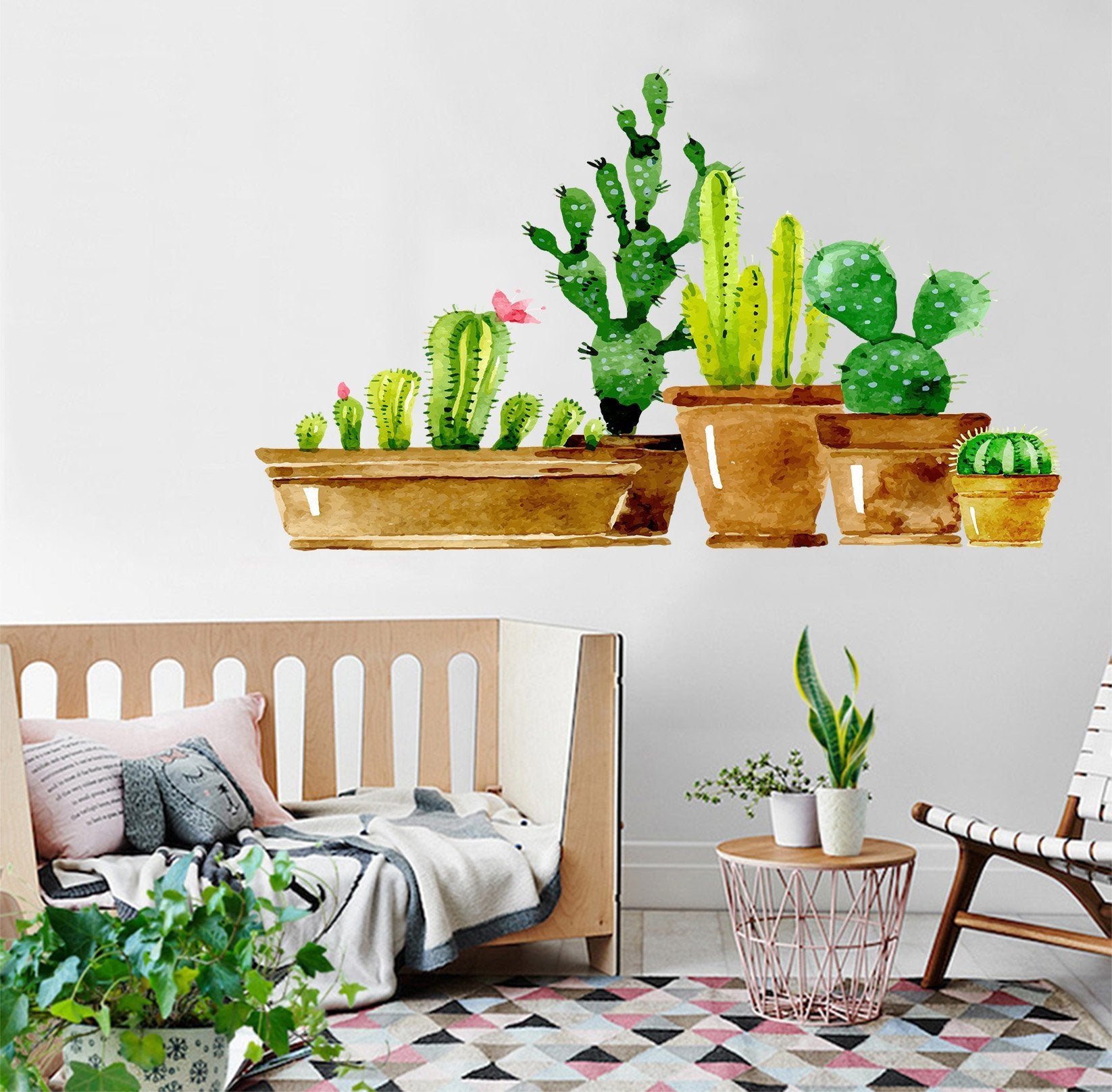 3D Vase Cactus 050 Wall Stickers Wallpaper AJ Wallpaper 