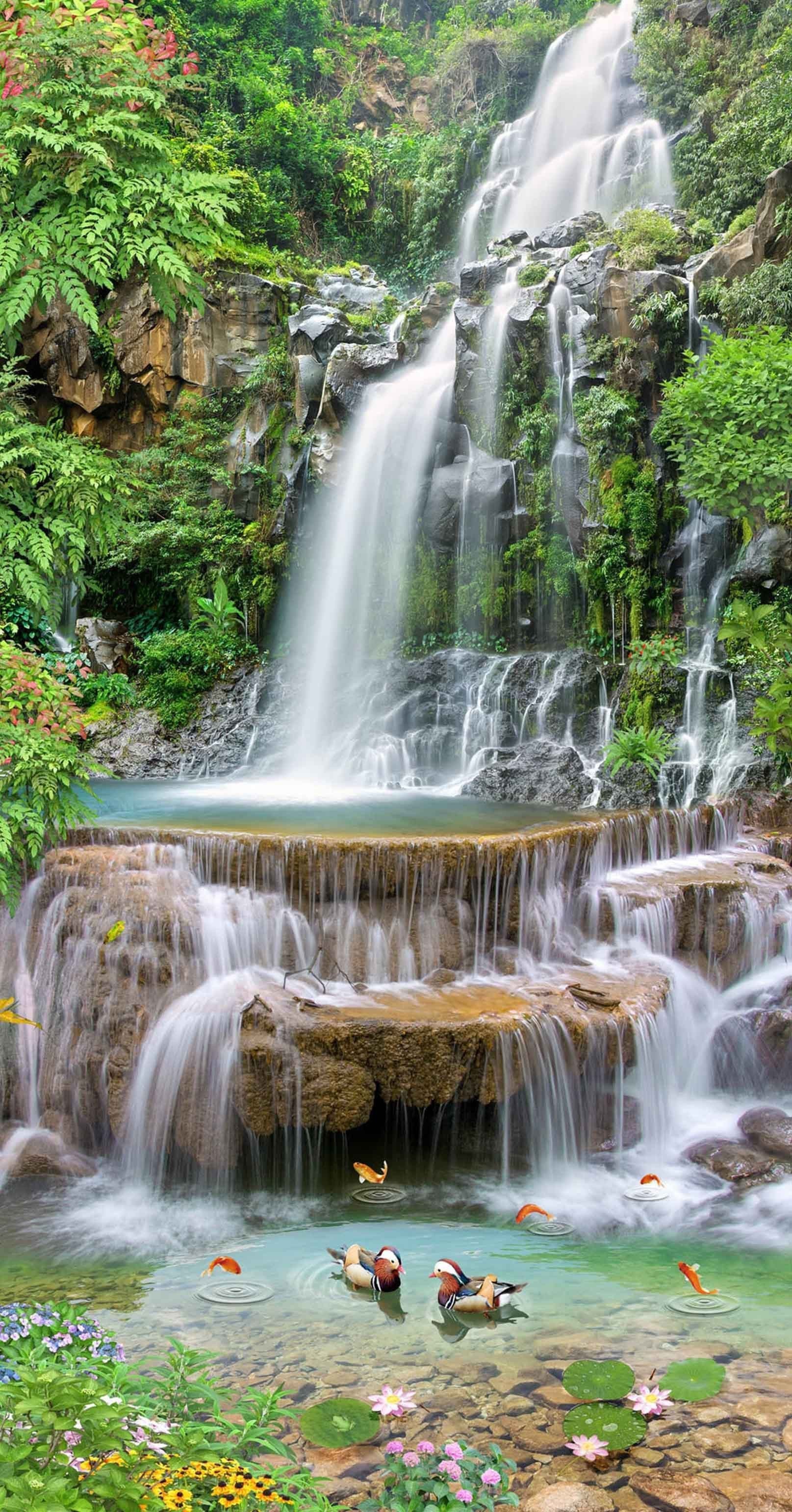 3D Bouncing Waterfalls 1353 Stair Risers Wallpaper AJ Wallpaper 