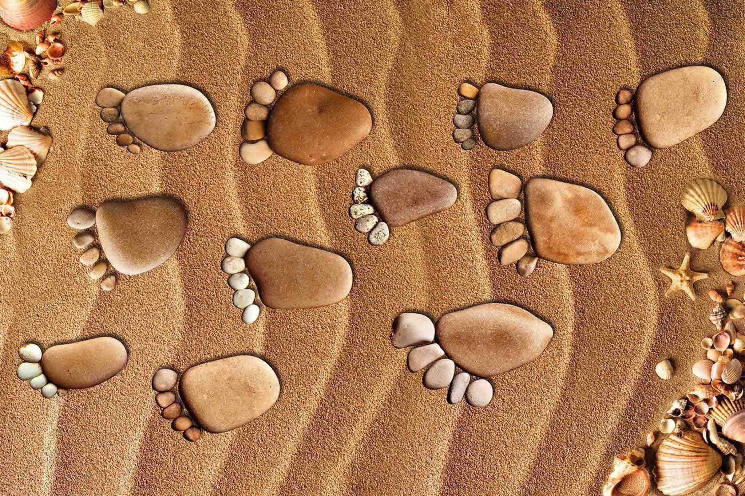 3D Sandy Beach Footprints 147 Kitchen Mat Floor Mural Wallpaper AJ Wallpaper 