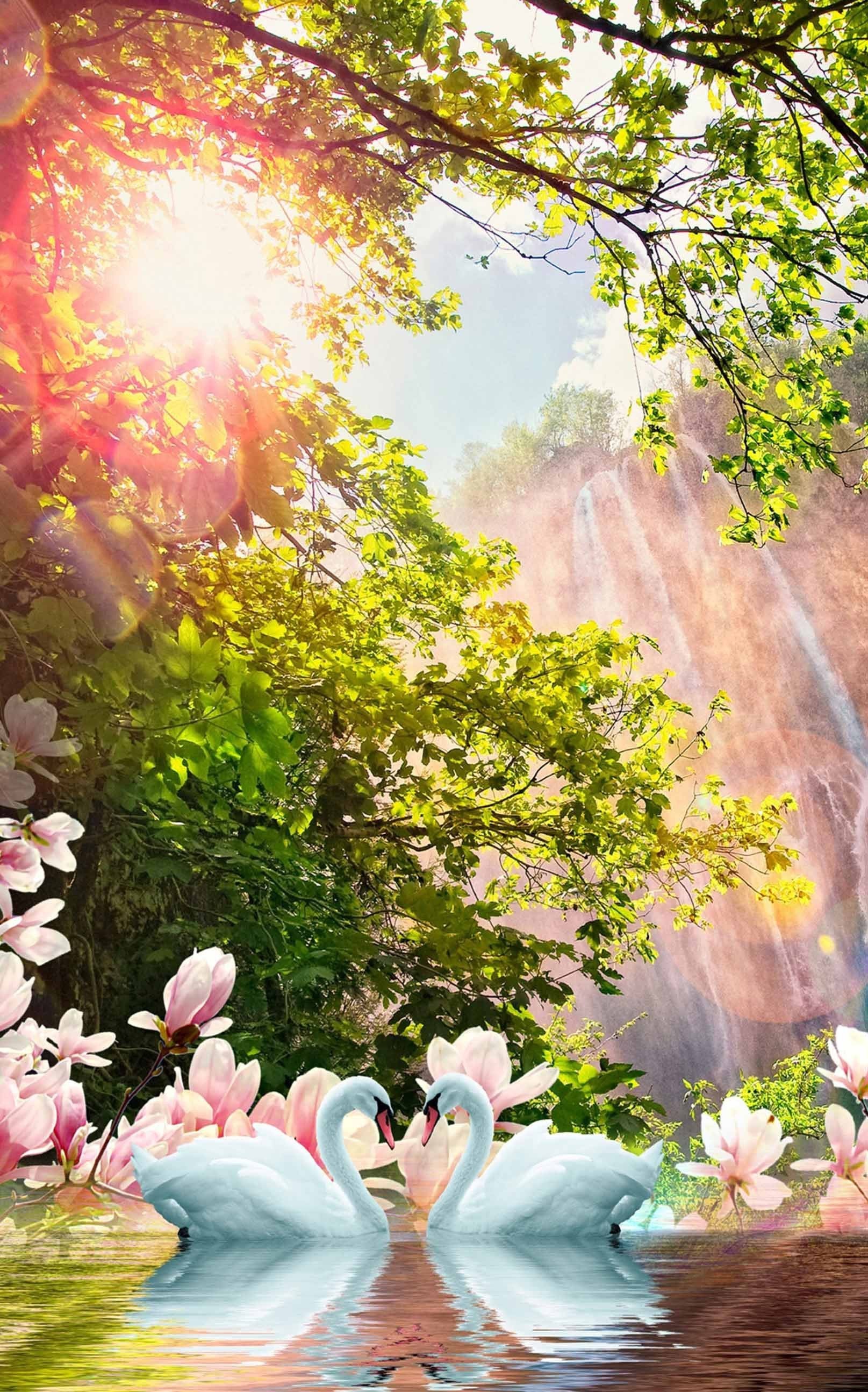 3D Trees Flowers Swans 1469 Stair Risers Wallpaper AJ Wallpaper 