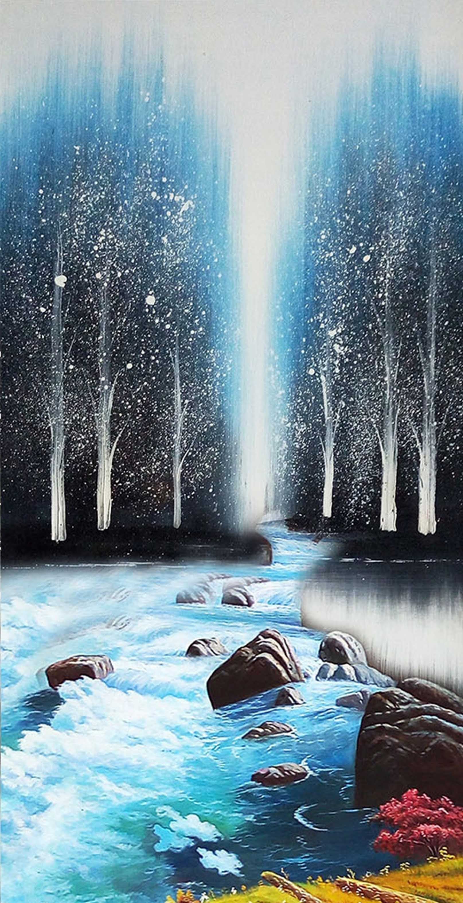 3D Snowing Forest River 1346 Stair Risers Wallpaper AJ Wallpaper 