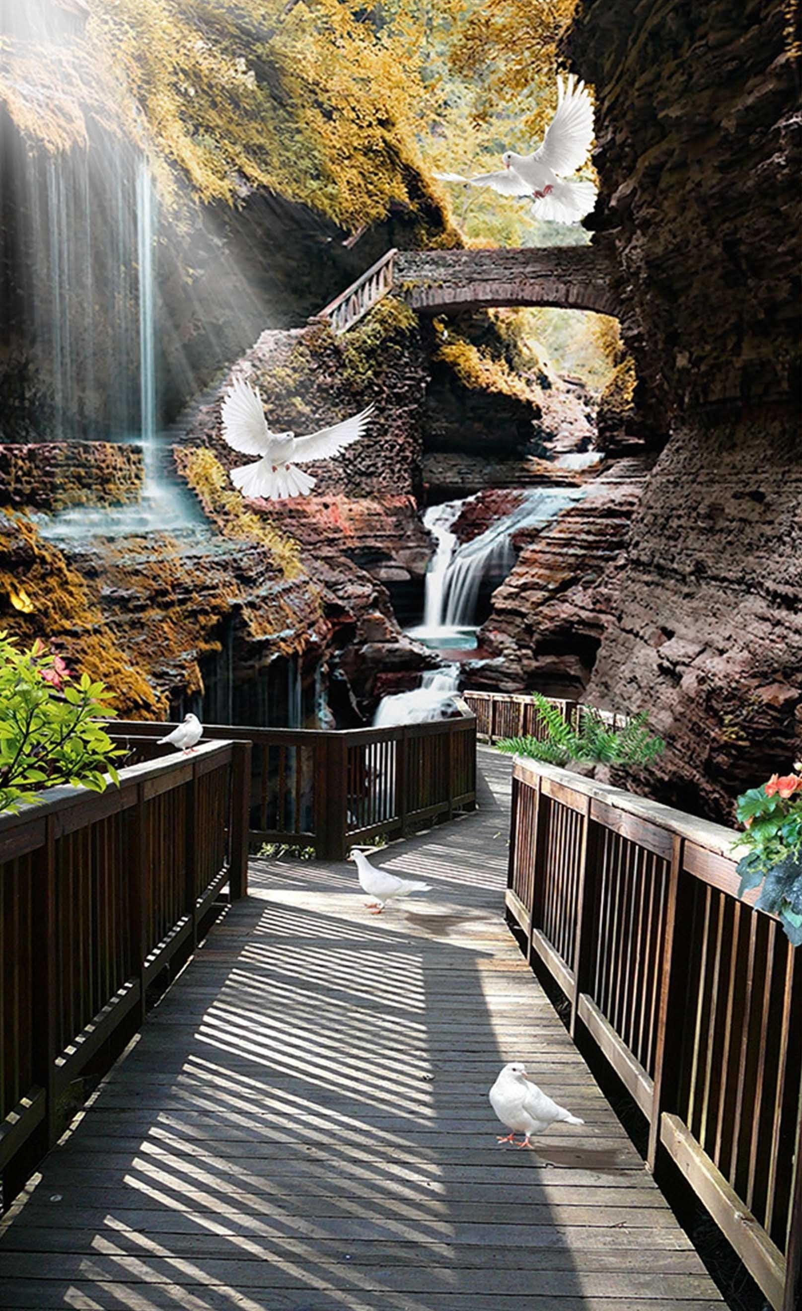 3D River Wood Aisle 1333 Stair Risers Wallpaper AJ Wallpaper 