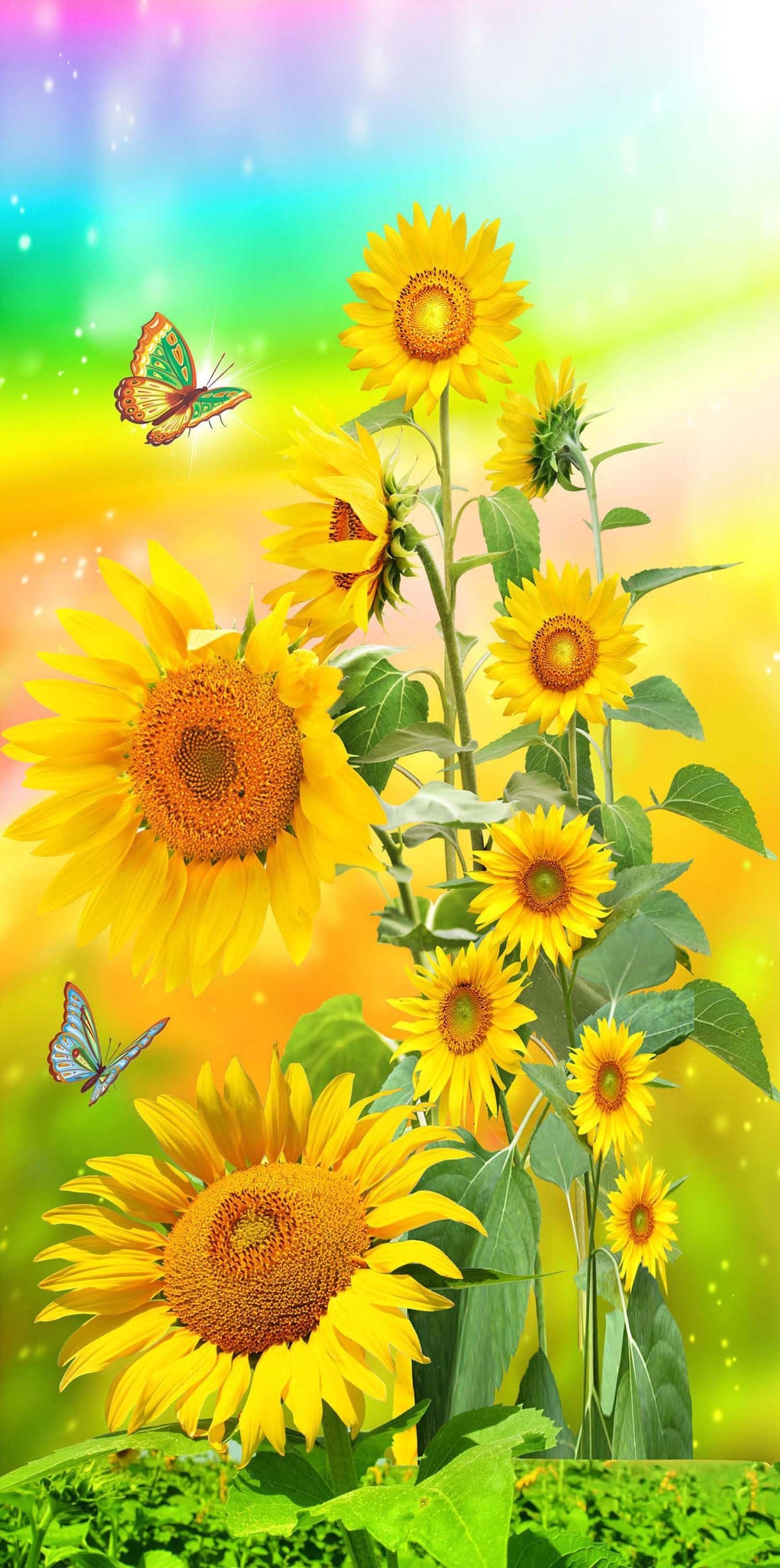 3D Sunflowers Butterflies 1324 Stair Risers Wallpaper AJ Wallpaper 