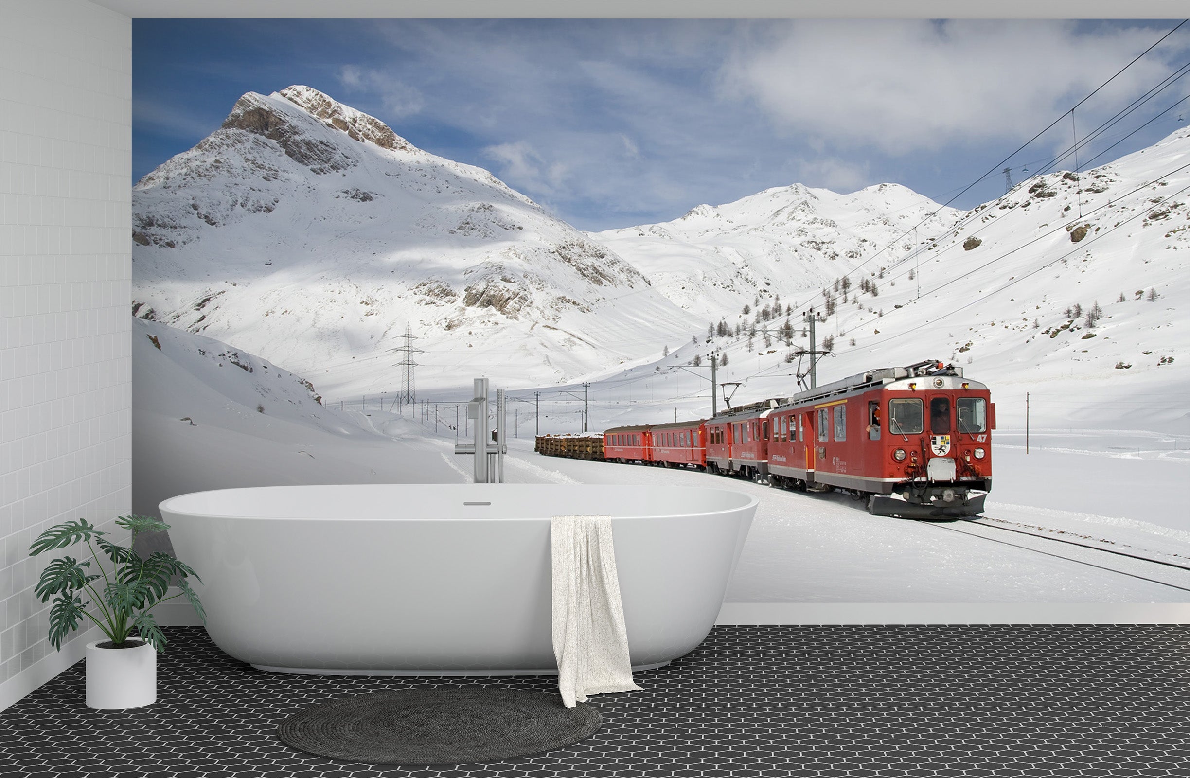 3D White Snow Train 042 Vehicle Wall Murals