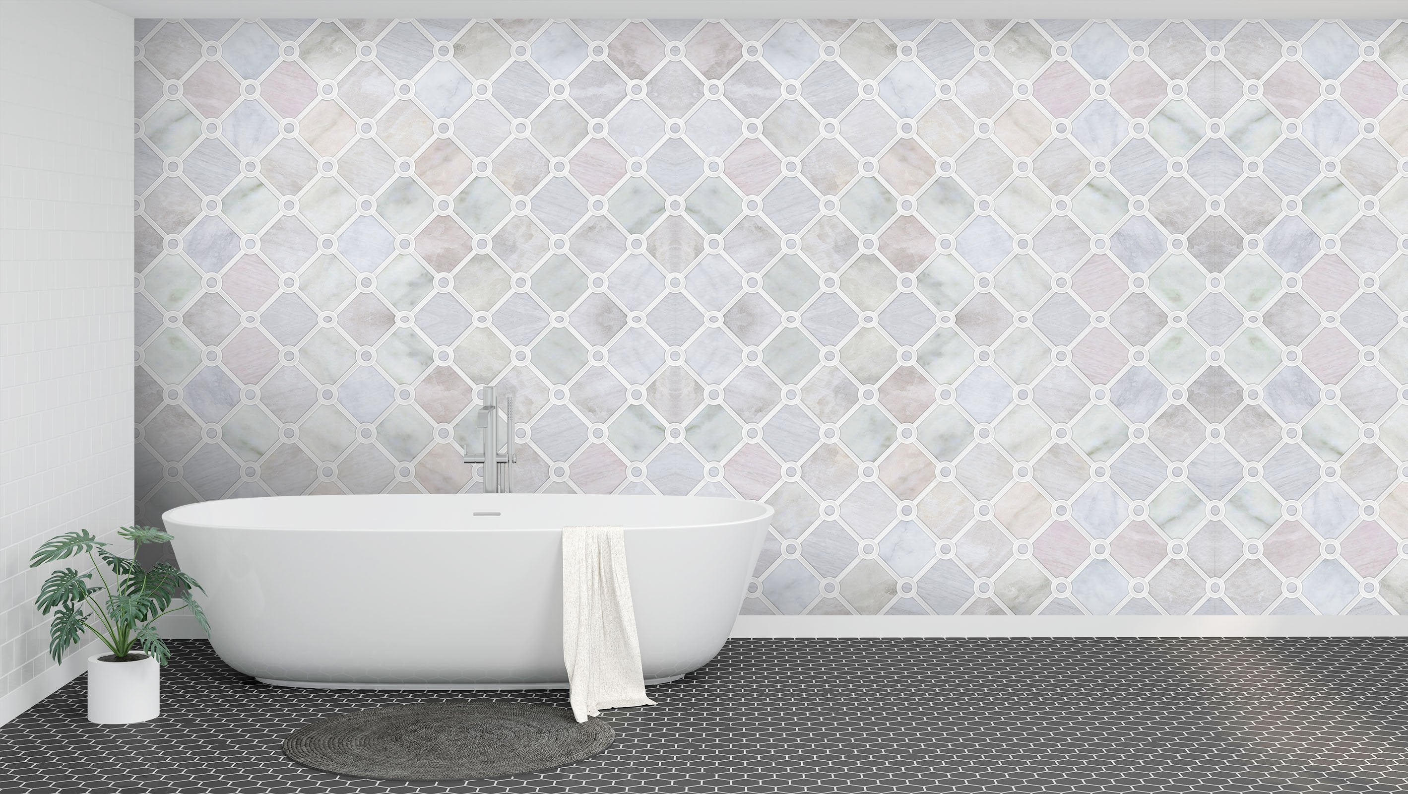 3D Fashion Honeycomb 0105 Marble Tile Texture Wallpaper AJ Wallpaper 2 