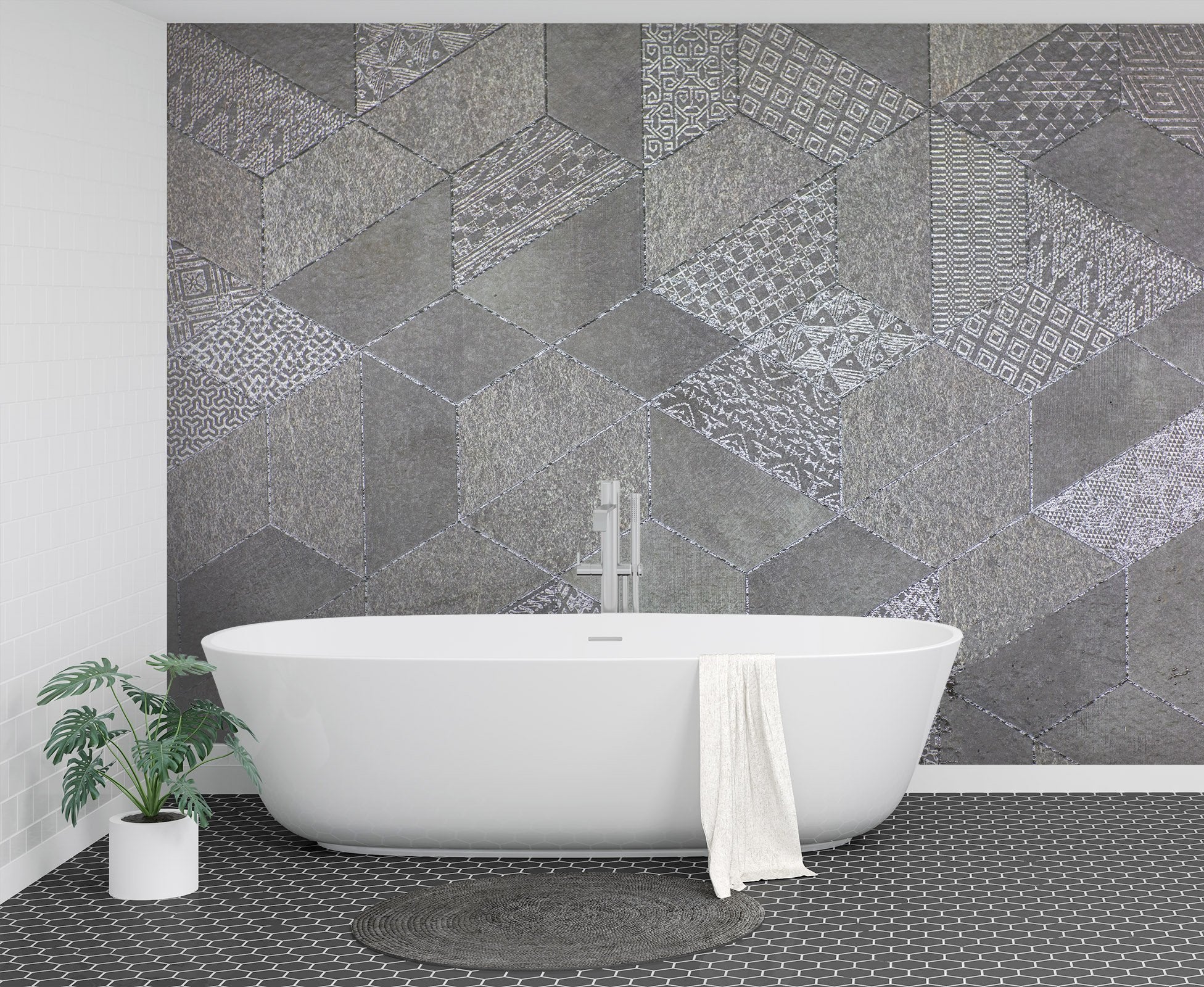 3D Polygonal Pattern 081 Marble Tile Texture Wallpaper AJ Wallpaper 2 